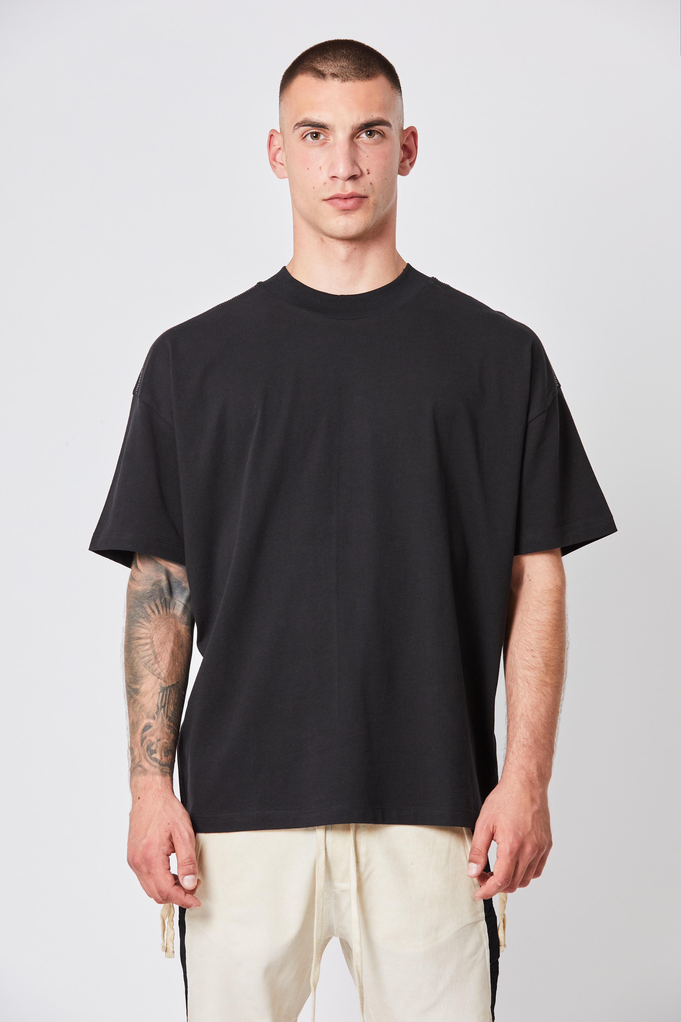 Thom Krom Oversize T-Shirt with Stitches in Black