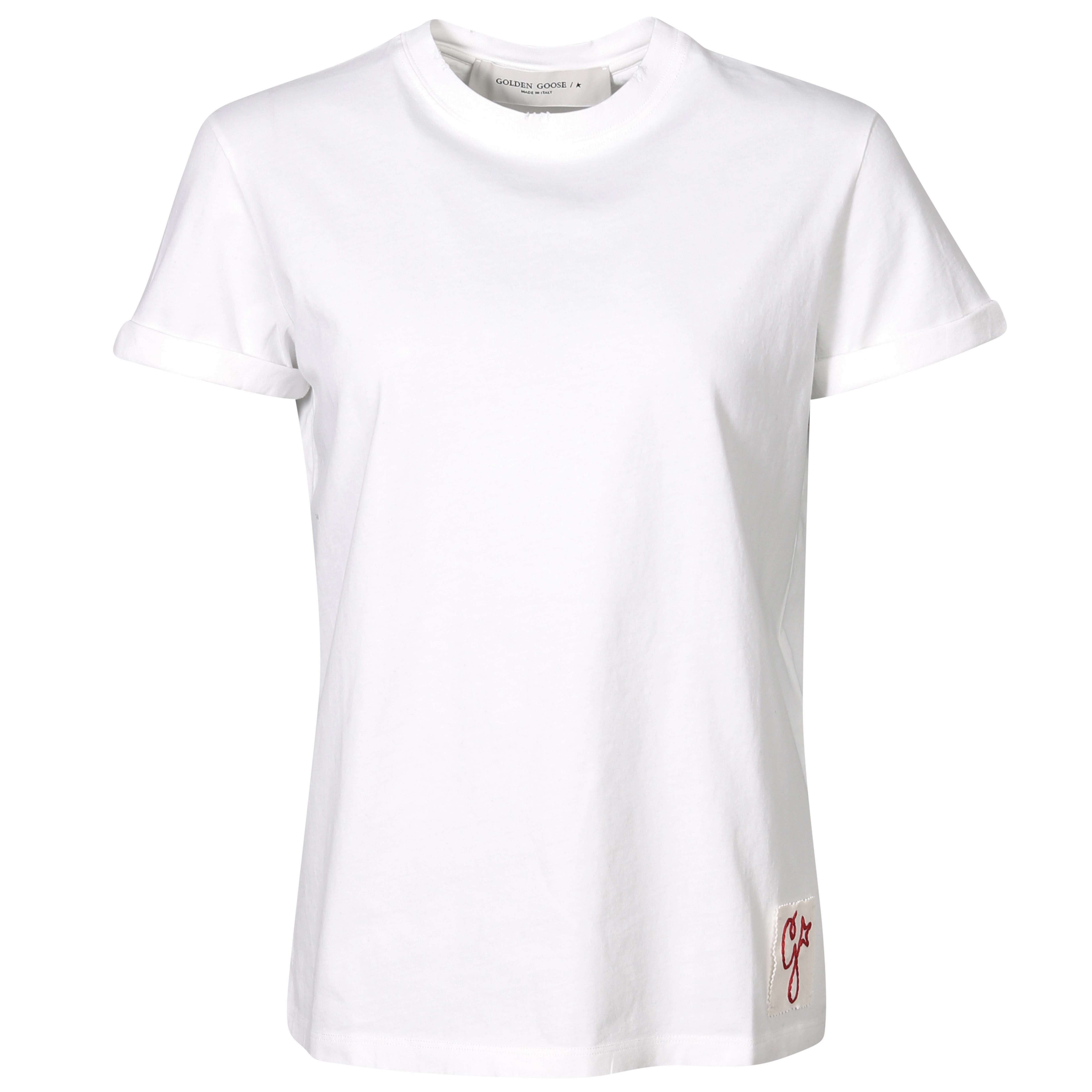 GOLDEN GOOSE Regular T-Shirt Dstrezzed Cotton in White XS