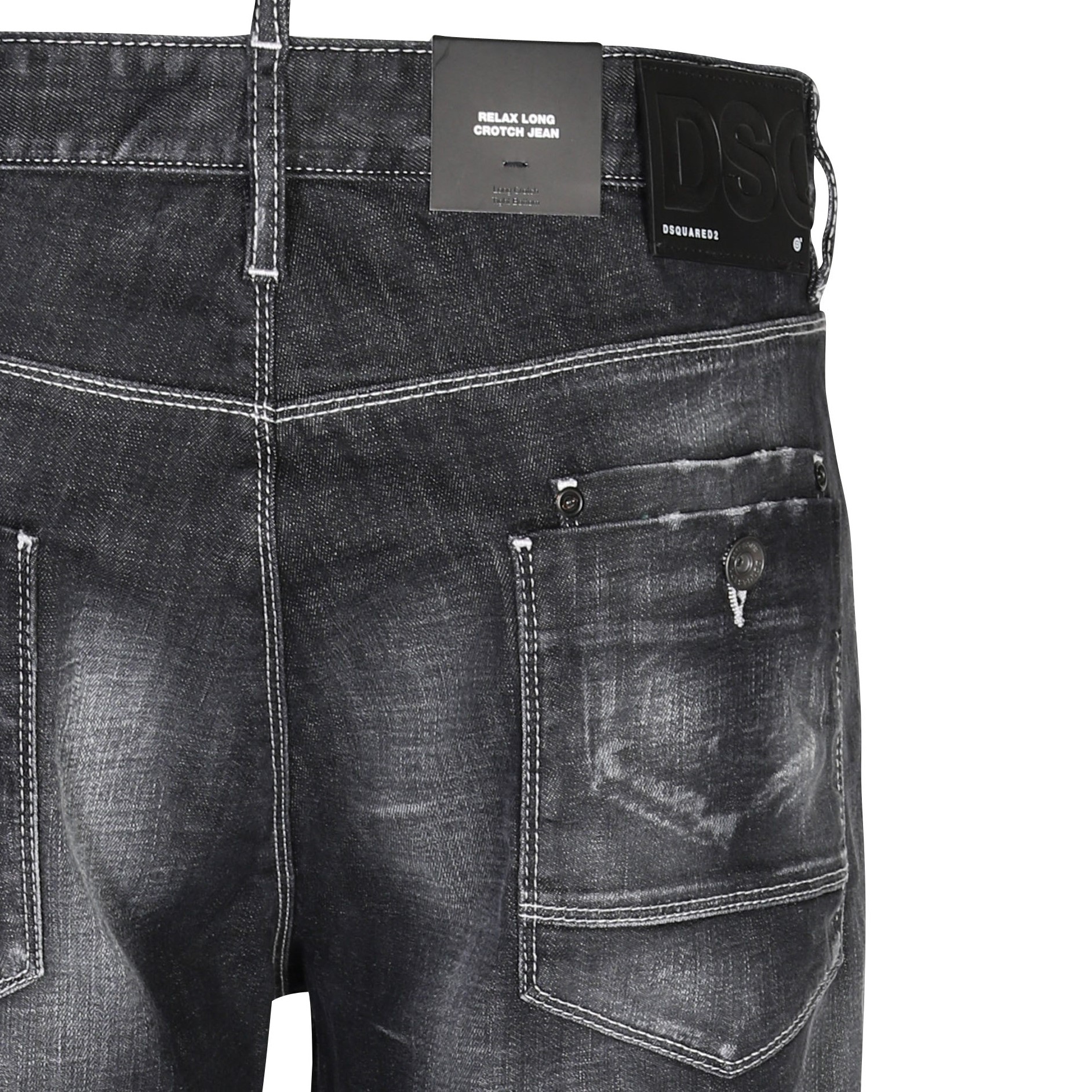 DSQUARED2 Relax Long Crotch Jeans in Washed Black
