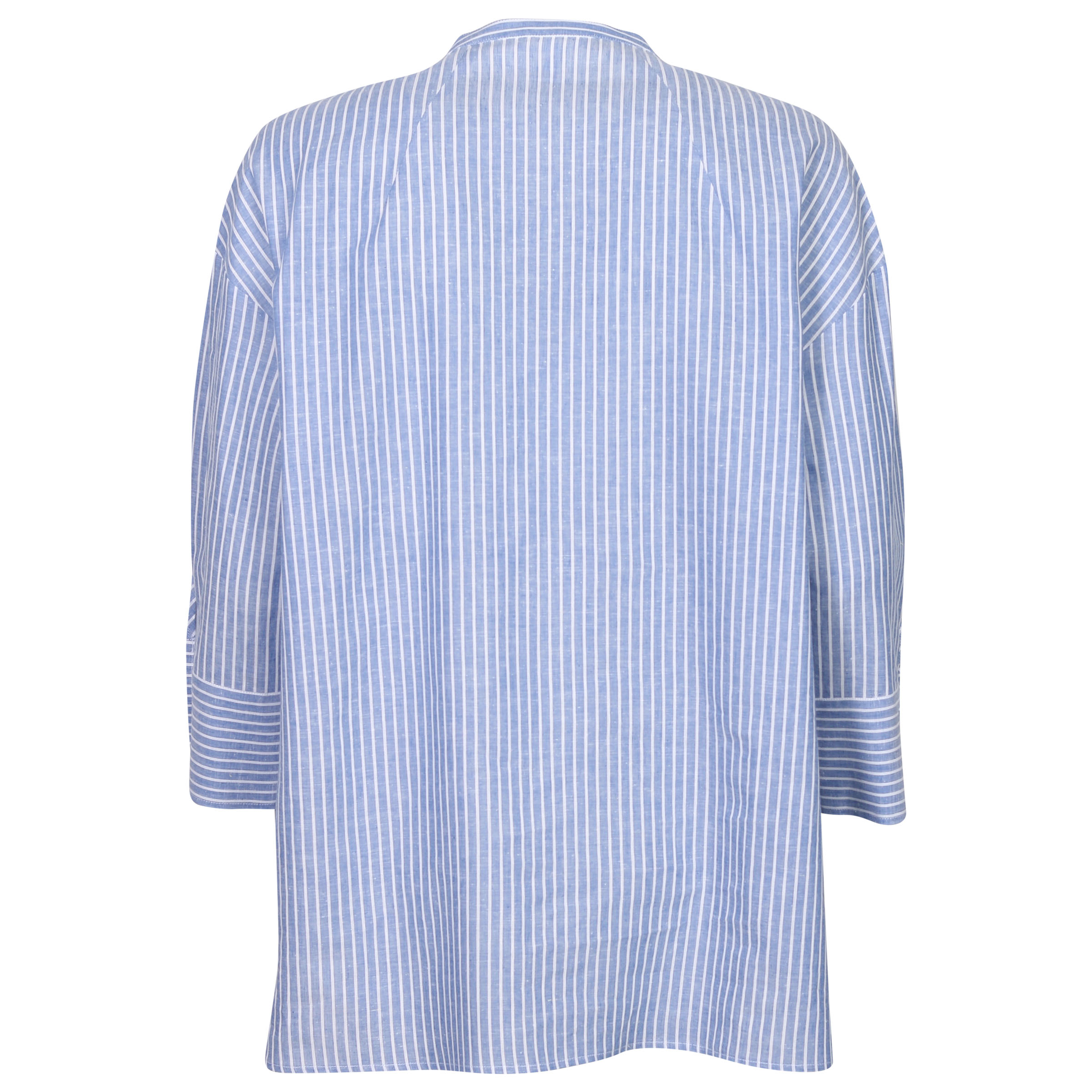 Sophie Striped Linen/Cotton Shirt Blue/White M