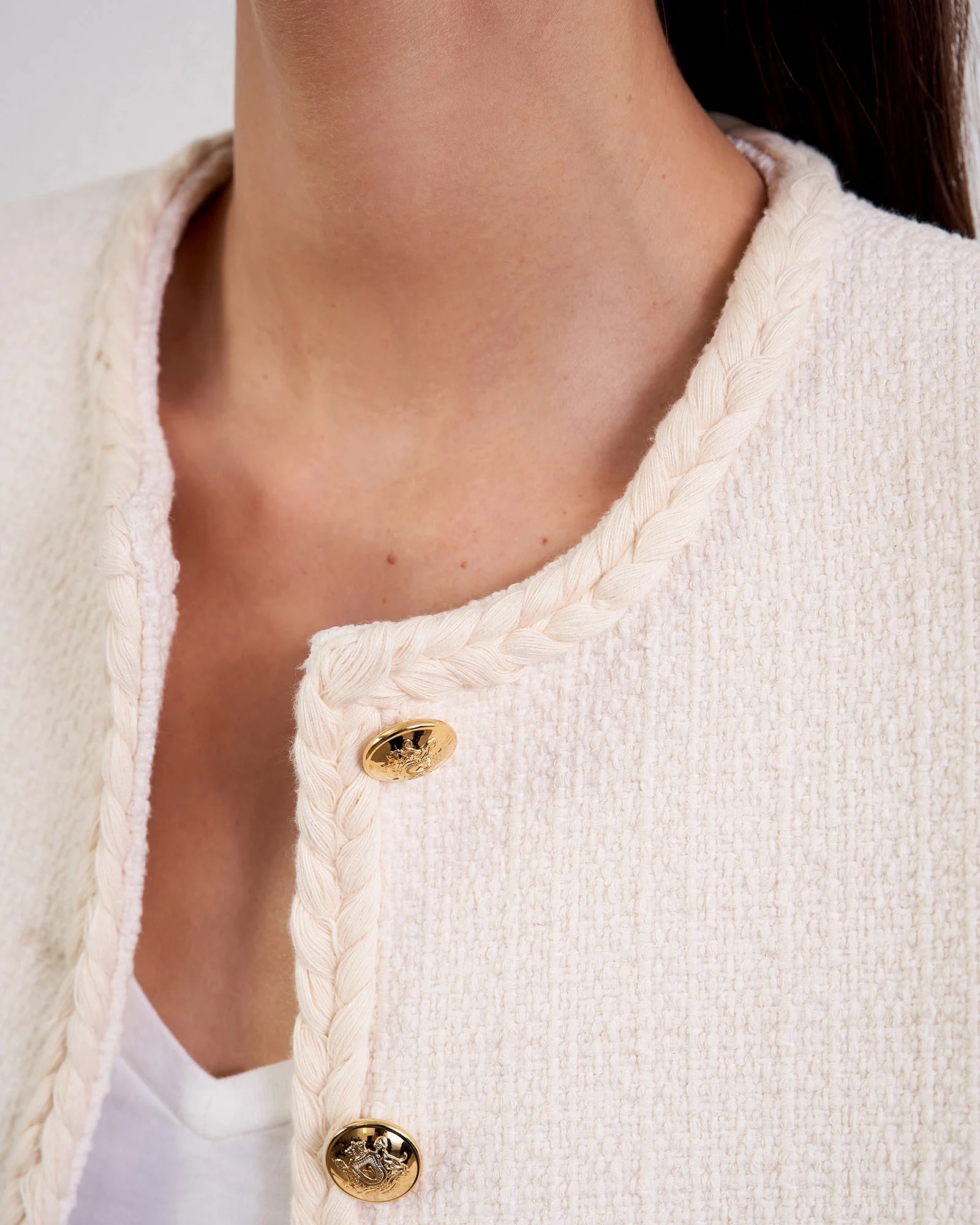 NILI LOTAN Romy Cropped Jacket in Ivory