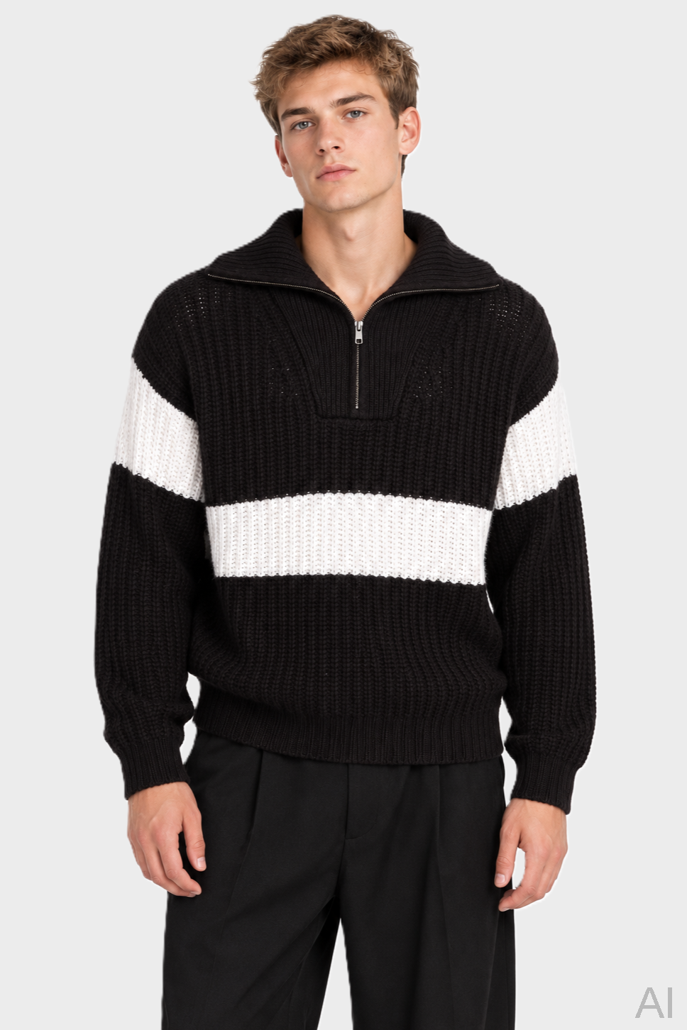 LISA YANG Rafferty Zip Sweater in Dark Oak