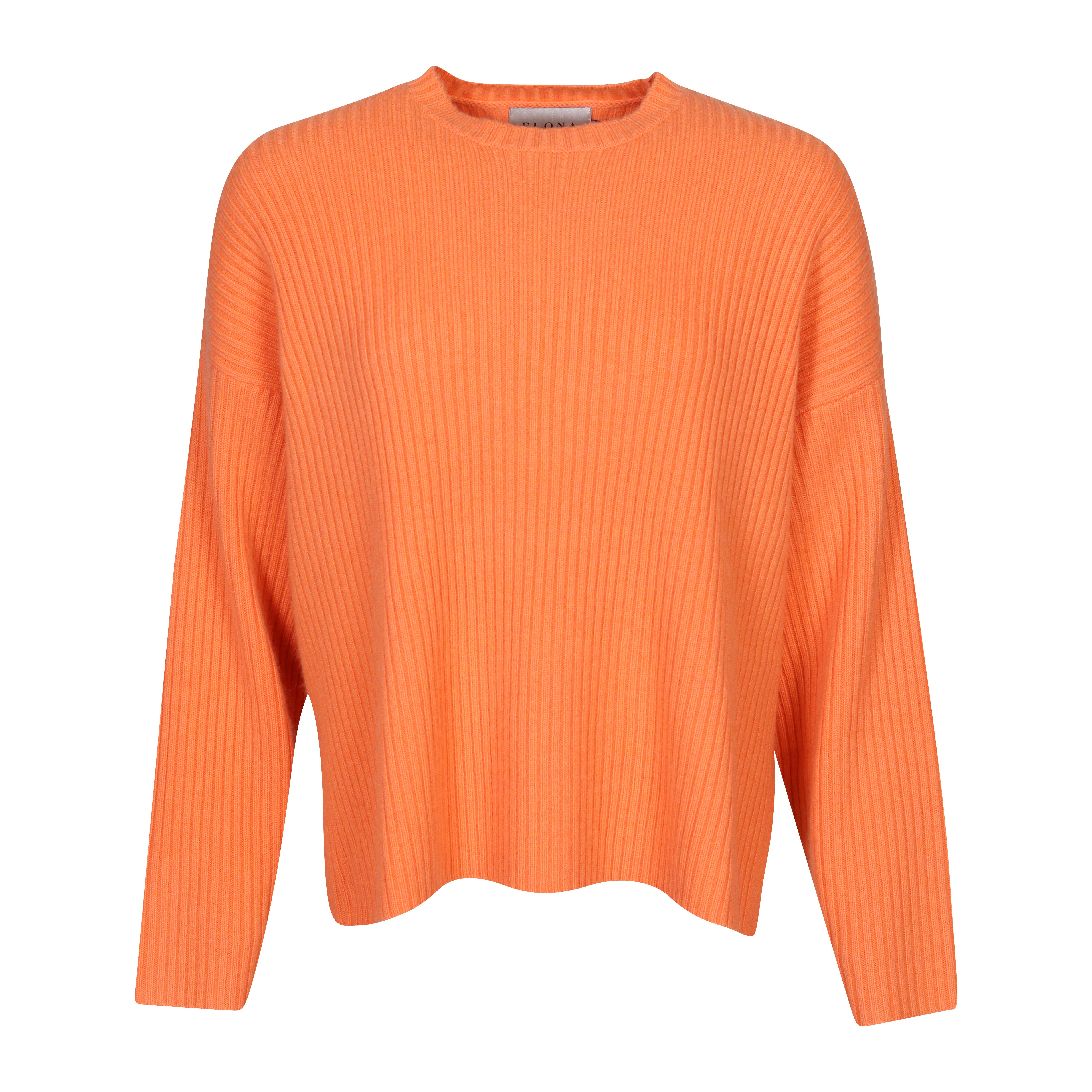 Flona Cashmere Rib Pullover in Orange