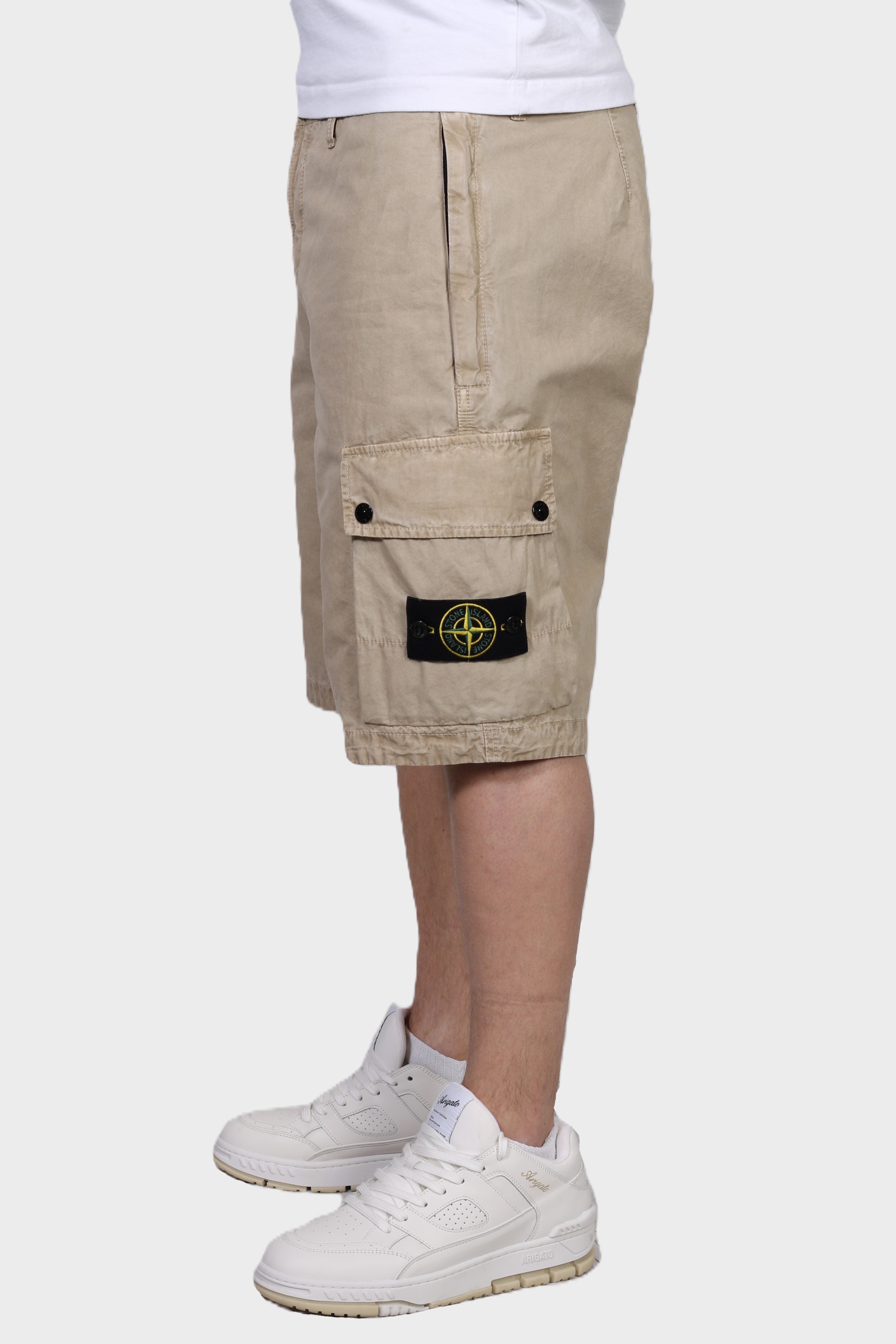 STONE ISLAND Slim Bermuda Shorts in Washed Beige 36