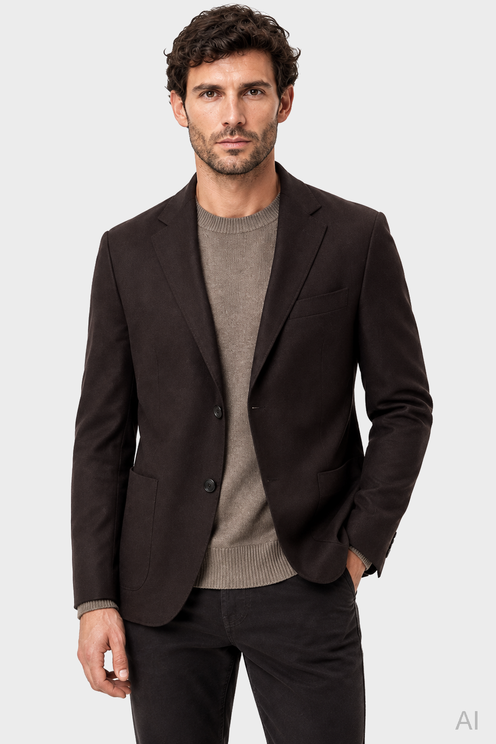 HARRIS WHARF LONDON Superfine Merino Jacket in Dark Brown