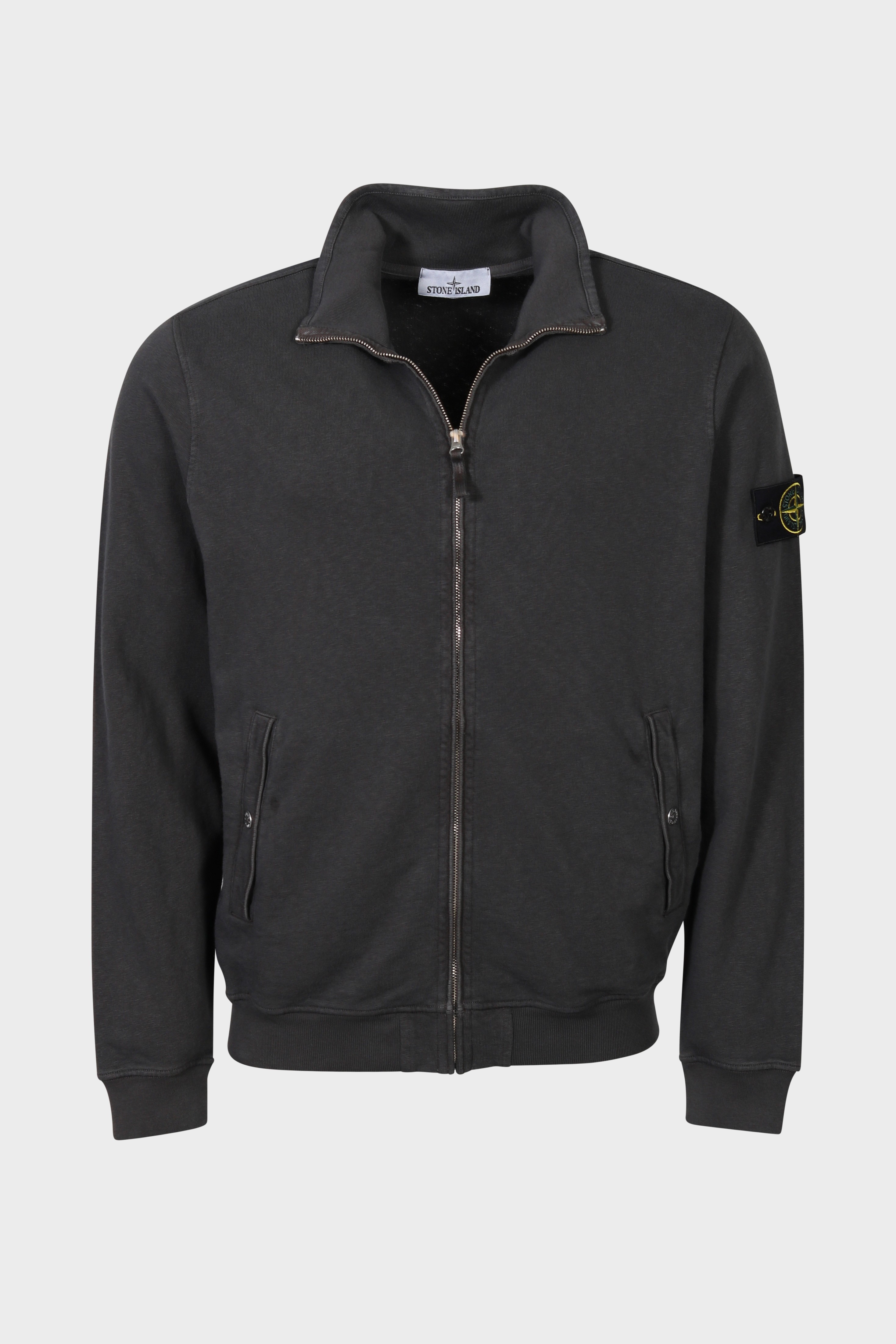 STONE ISLAND Zip Sweater in Washed Dark Grey