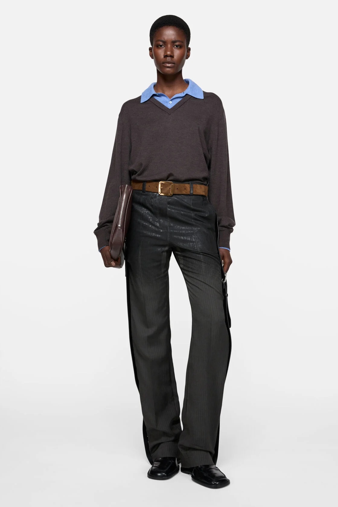 ACNE STUDIOS Reversible Leather Belt in Cognac/Black