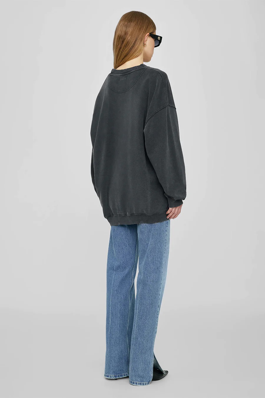 ANINE BING Tyler Sweatshirt in Washed Black M