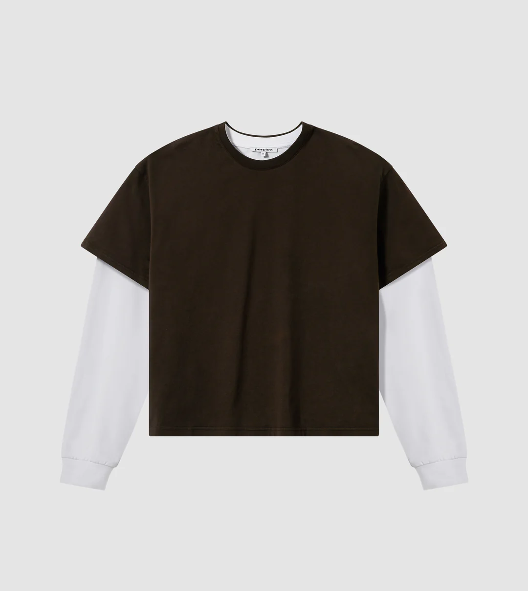 PERPLEX Cropped Boxy Fit Longsleeve T-Shirt in Brown