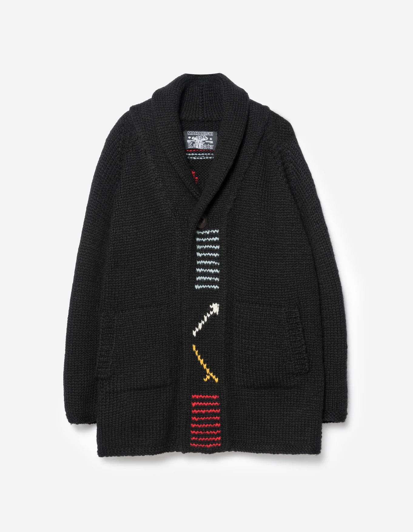 MAHARISHI 2217 Kanata Hand Knitted Cardigan in Black