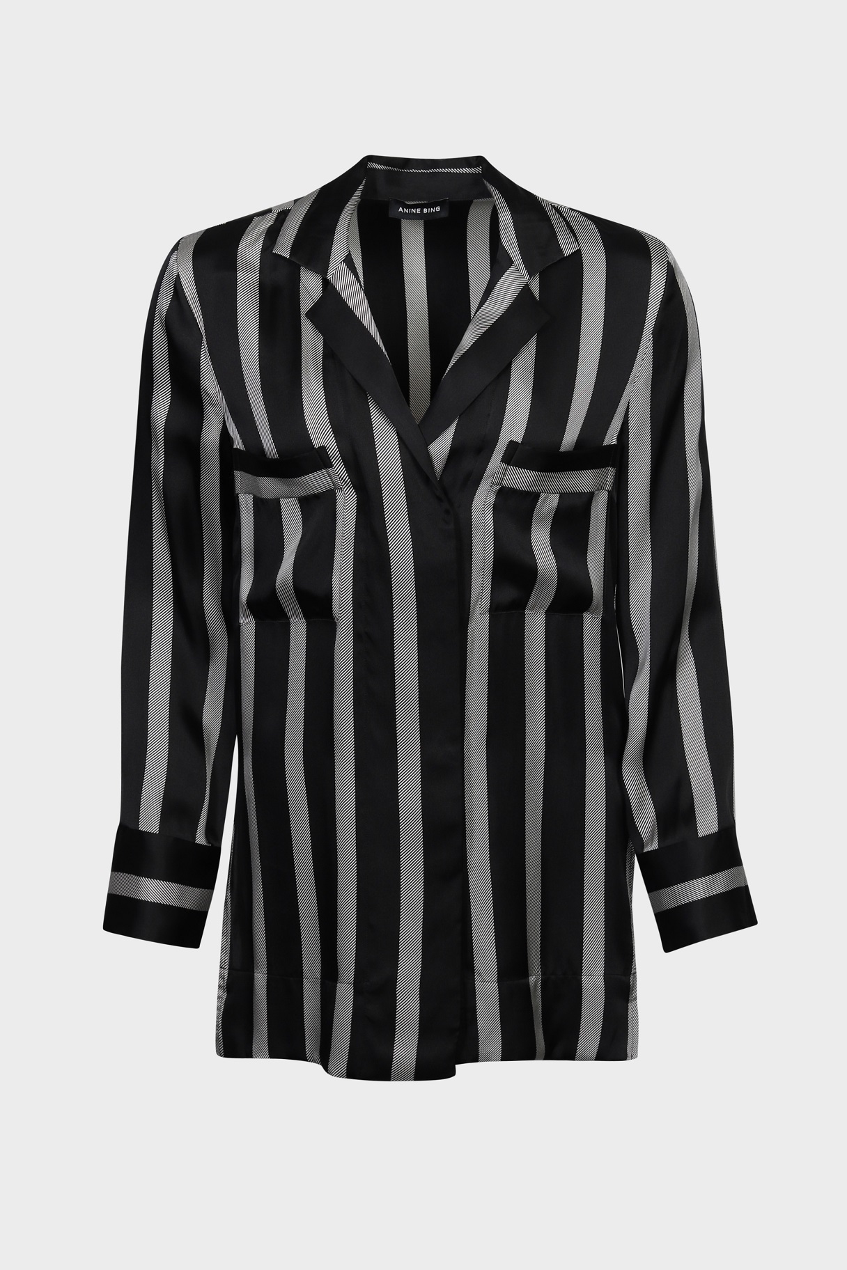 ANINE BING Lynette Shirt in Black Herringbone Stripe ANINE BING Lynette Shirt in Black Herringbone Stripe