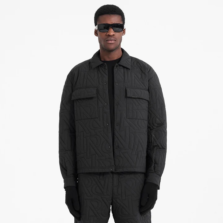 REPRESENT Initial Quilted Overshirt in Black
