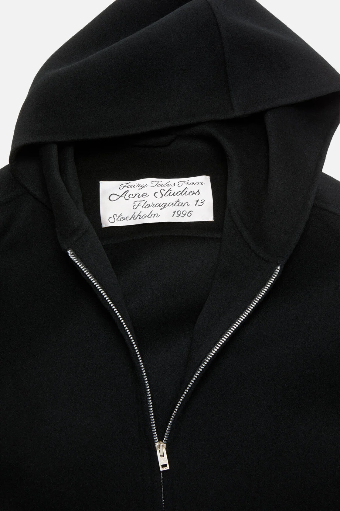 ACNE STUDIOS Hooded Boxy Fit Wool Jacket in Black