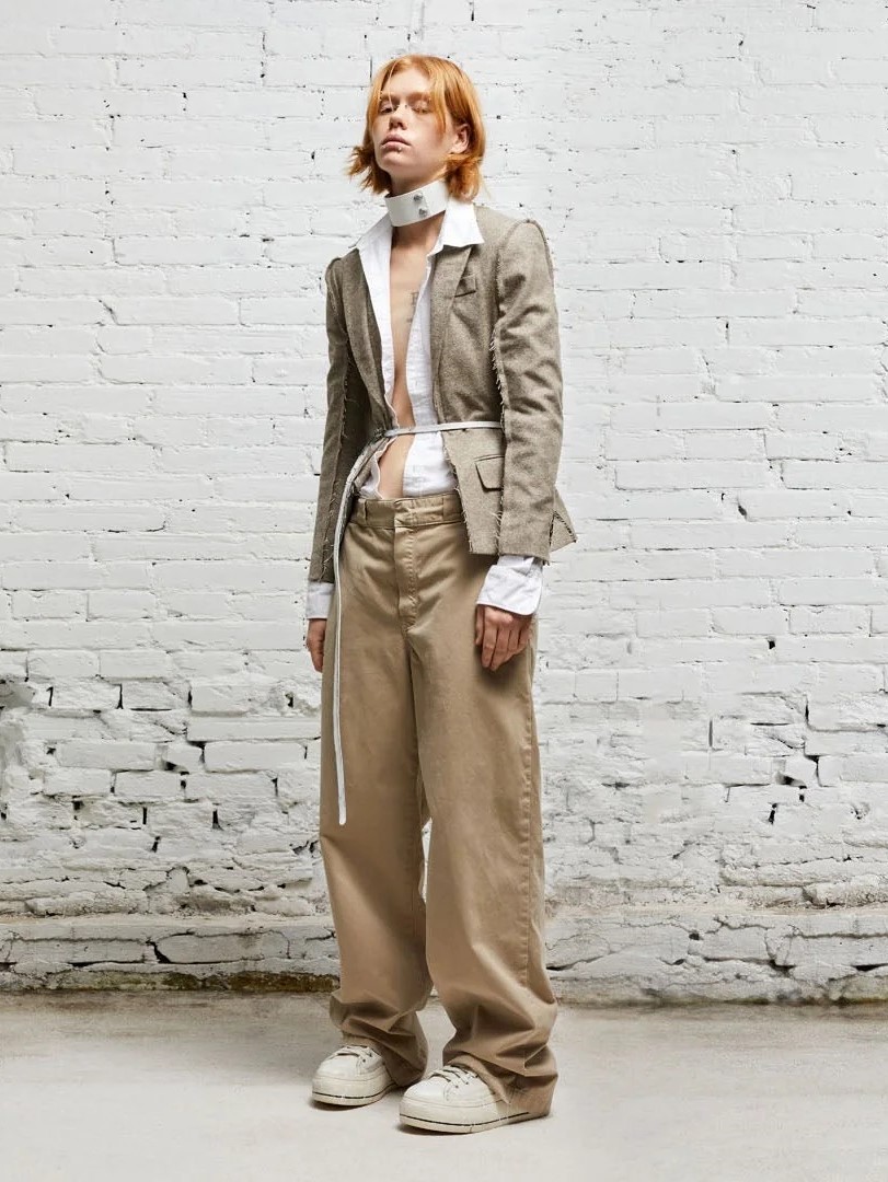 R13 Wide Leg Skate Pant in Khaki 24