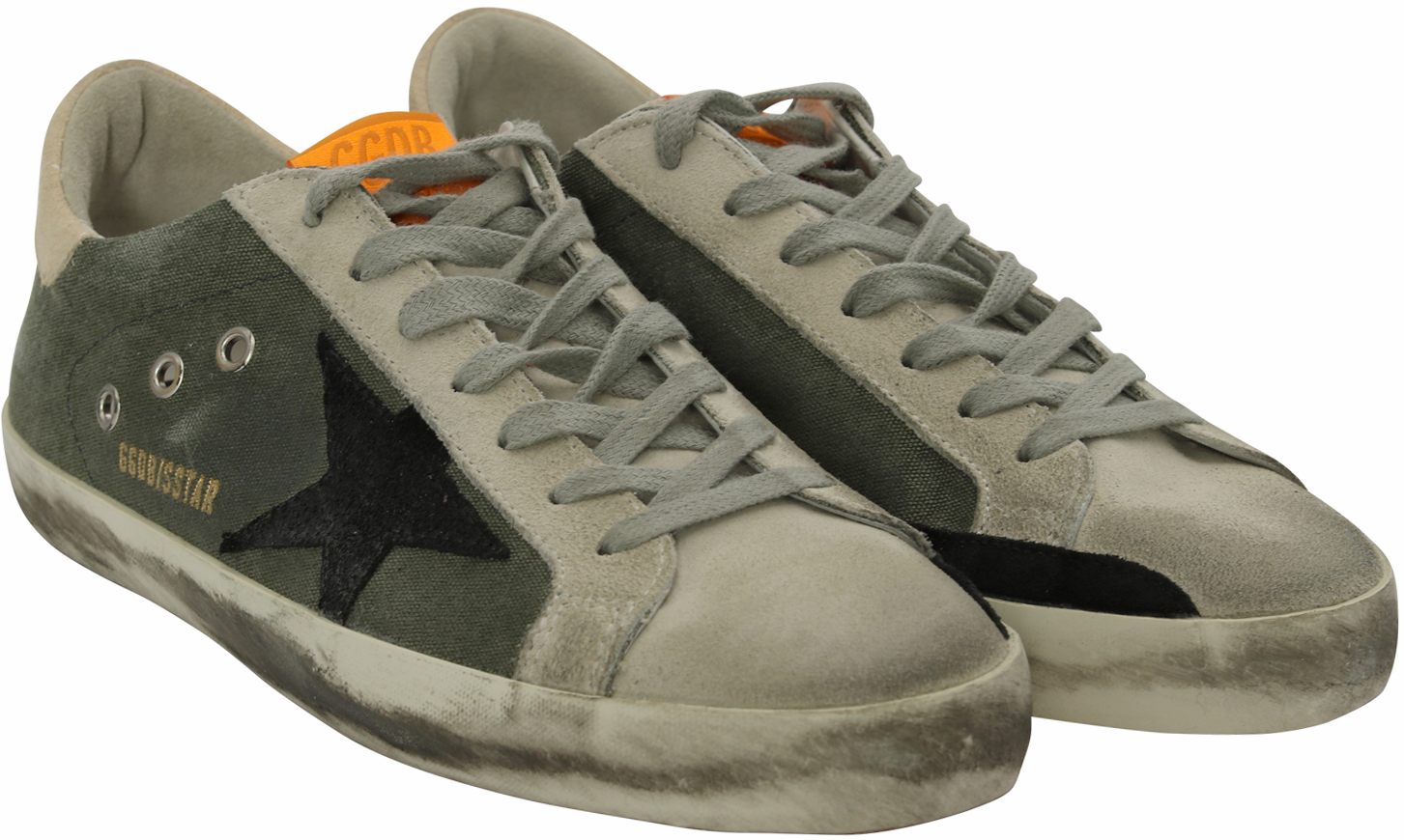 Golden Goose Superstar Green Canvas-Black Suede Star