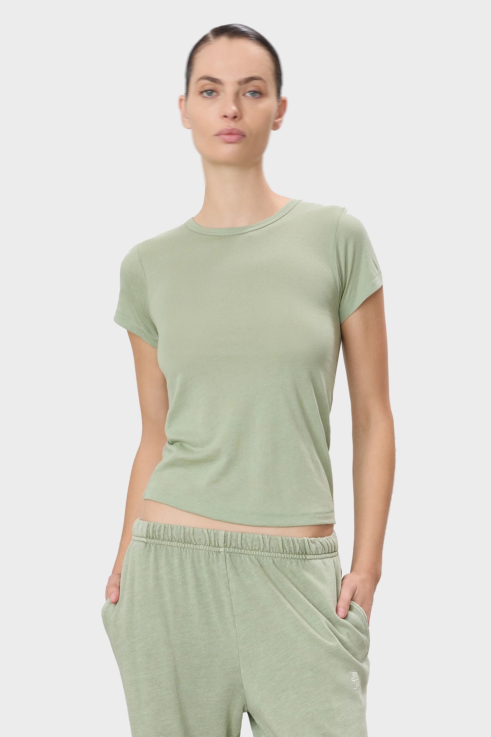 ÉTERNE Fitted Crewneck T-Shirt in Sage ÉTERNE Fitted Crewneck T-Shirt in Sage