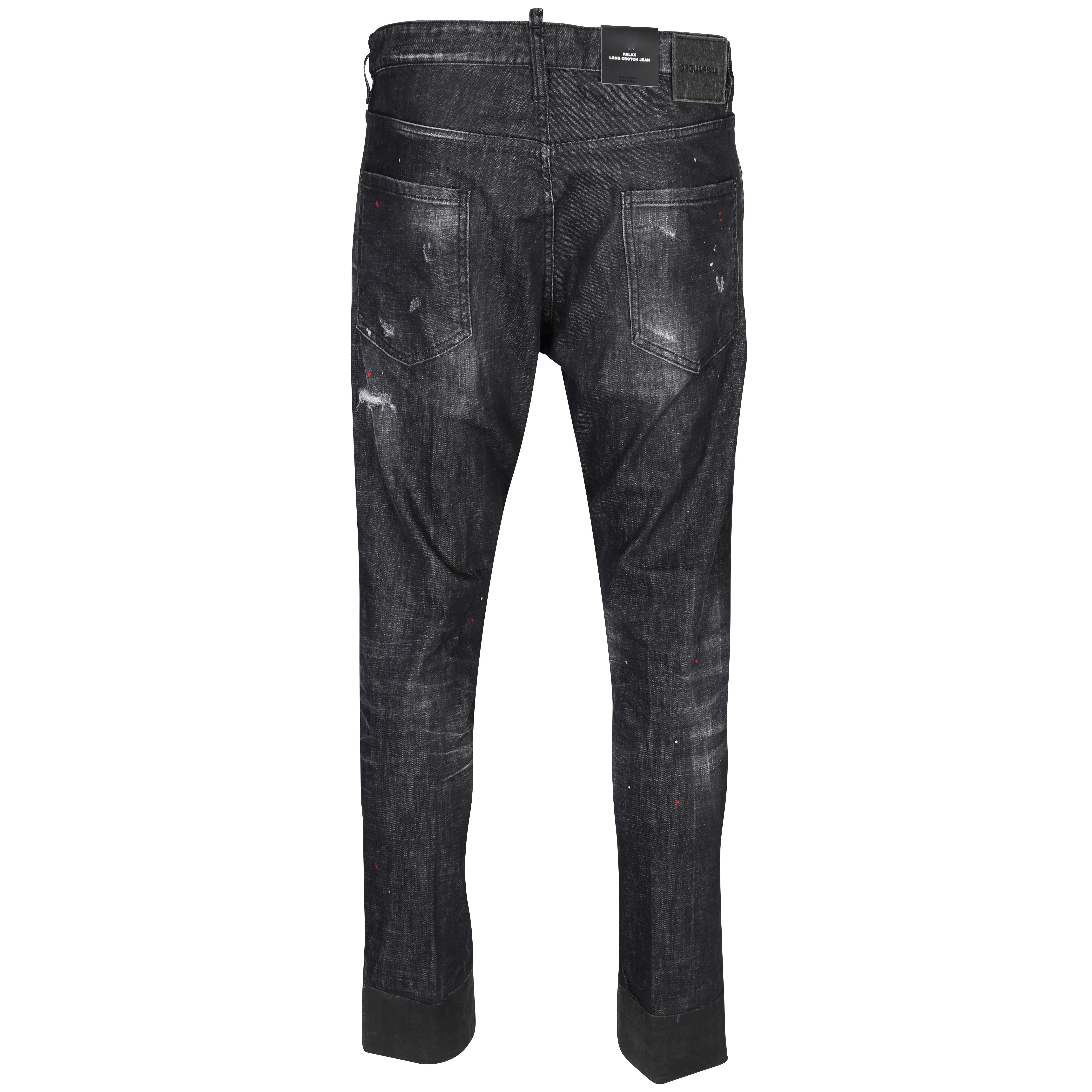 DSQUARED2 Relax Long Crotch Jeans in Washed Black