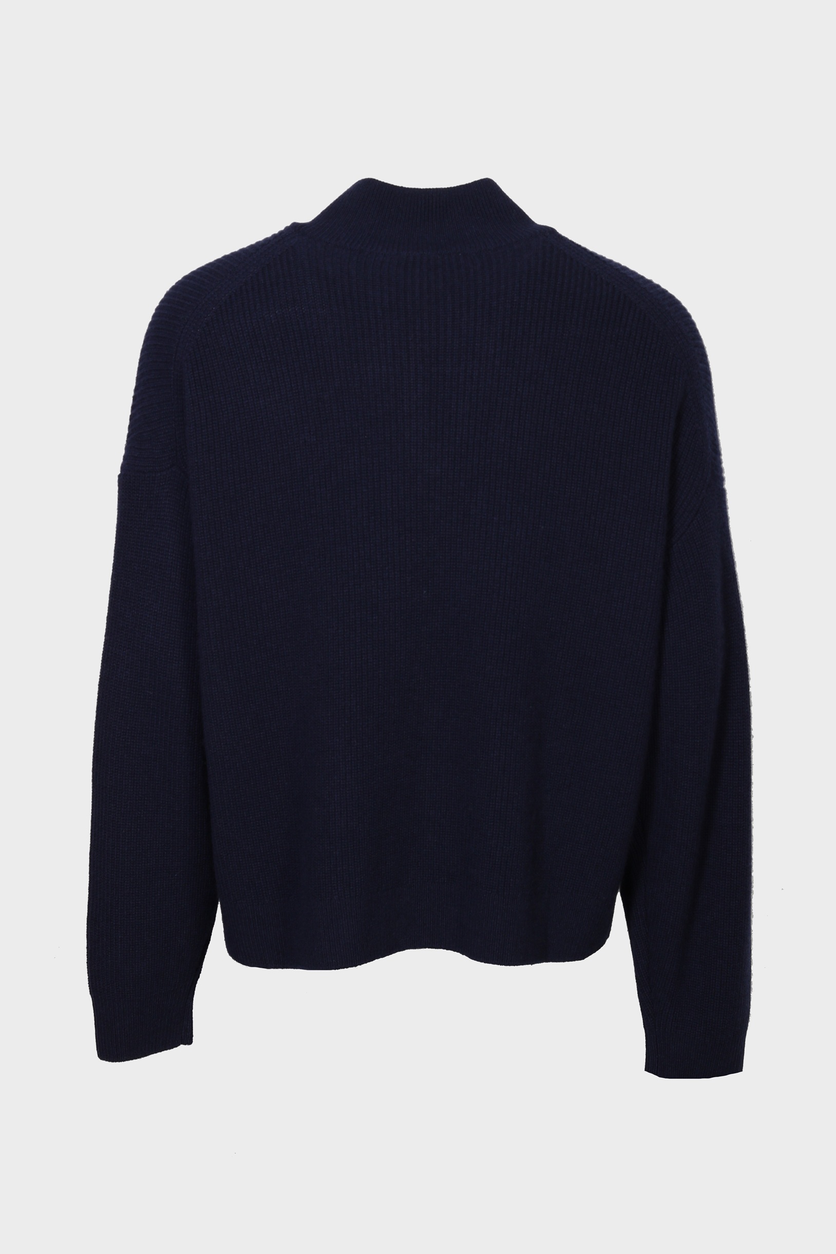 YACAIA Oversized Ribbed Half-Zip Merino/Cashmere Sweater in Navy