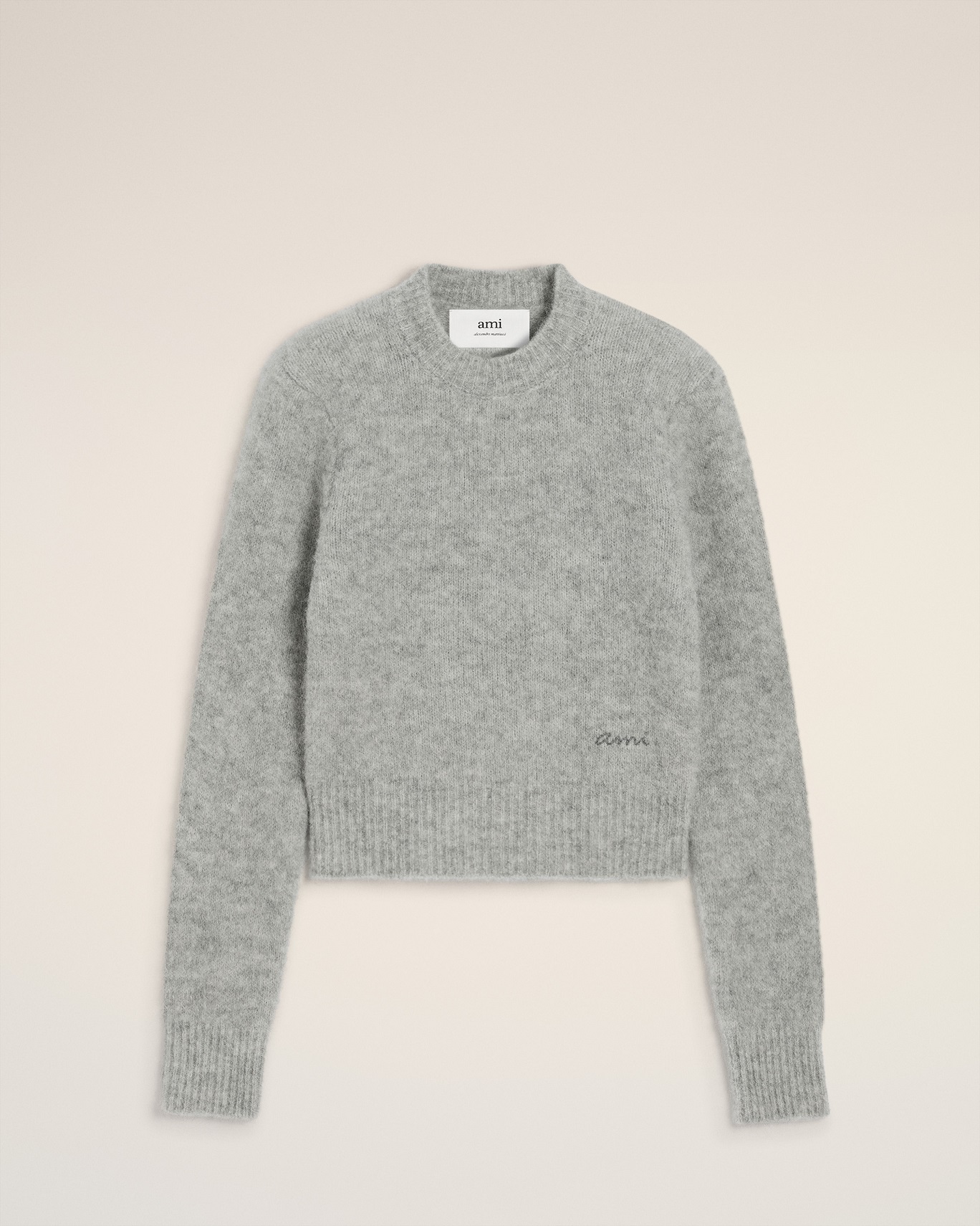 AMI PARIS Fluffy Knit Sweater in Grey