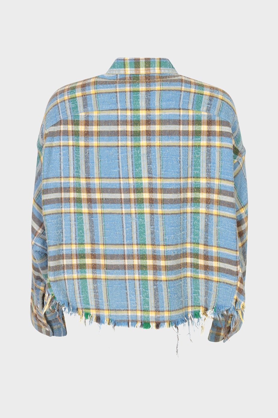 R13 Cropped Work Shirt in Light Blue Plaid