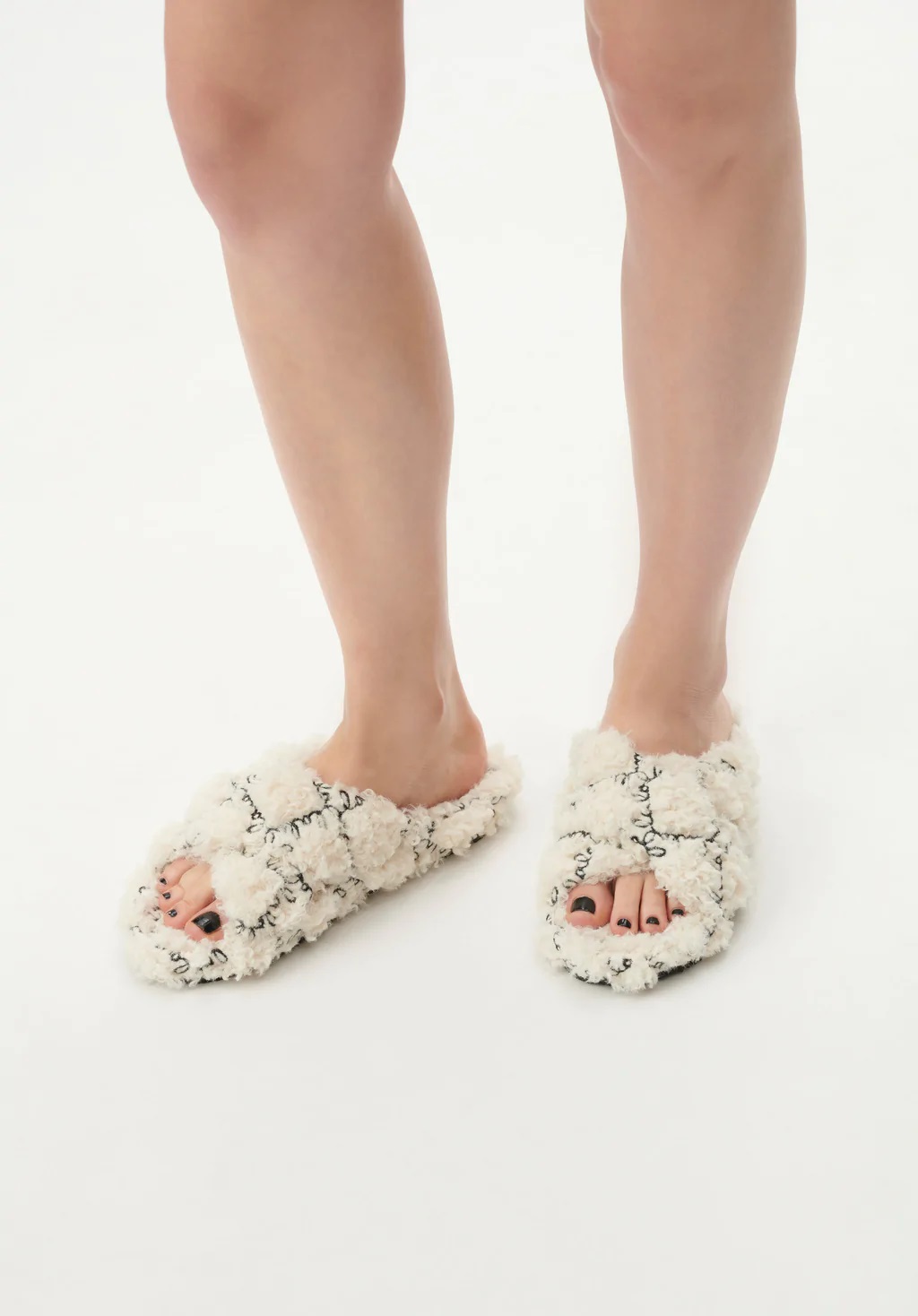 Lala Berlin Slipper Alima White Lalagram Embroidery