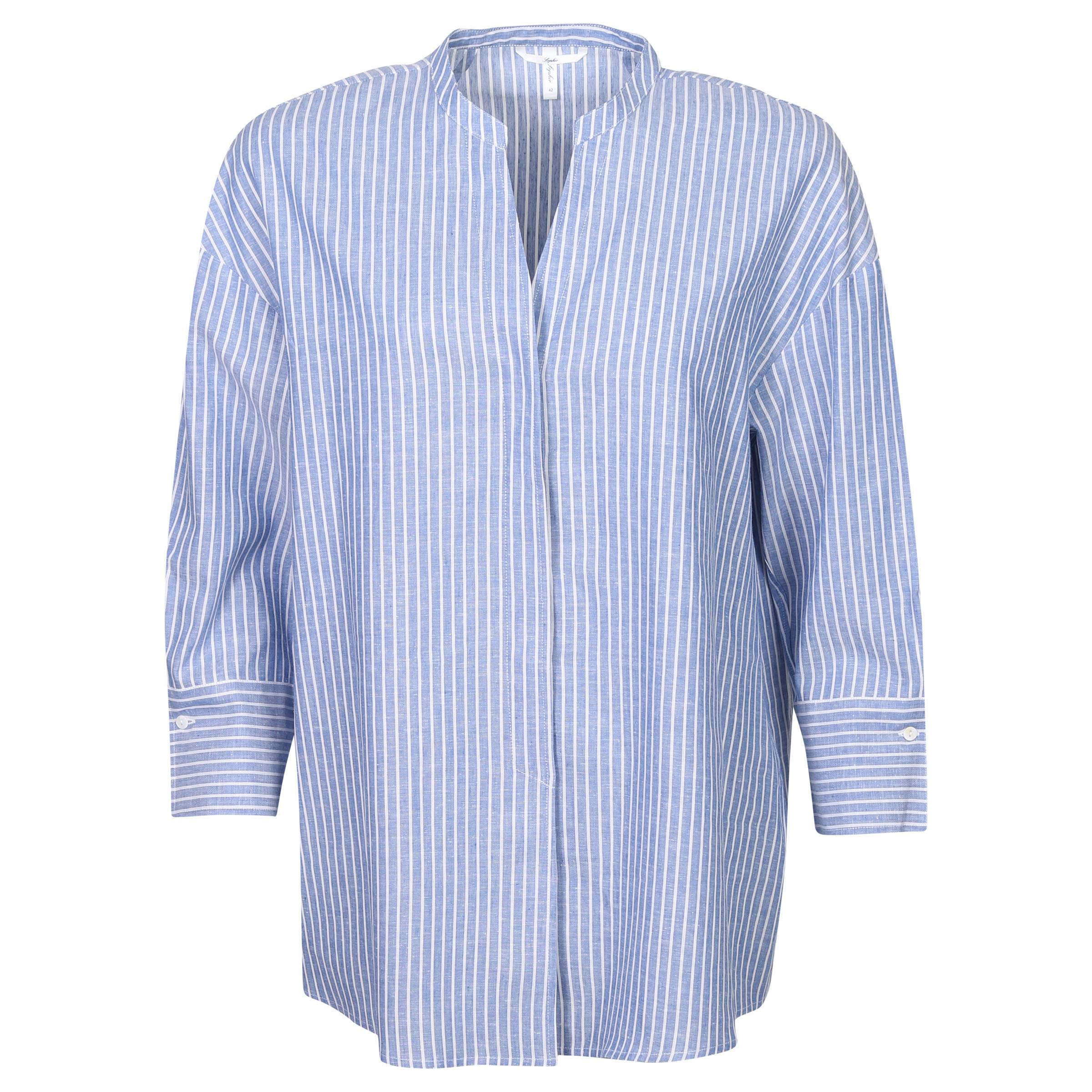 Sophie Striped Linen/Cotton Shirt Opis Blue/White