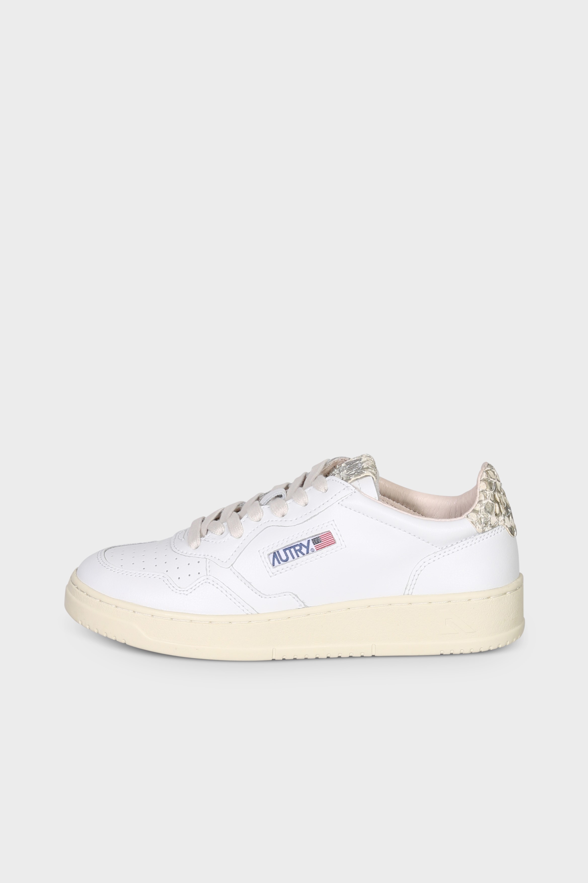 AUTRY ACTION SHOES Medalist Low Sneaker in White/Snake Diamond AUTRY ACTION SHOES Medalist Low Sneaker in White/Snake Diamond