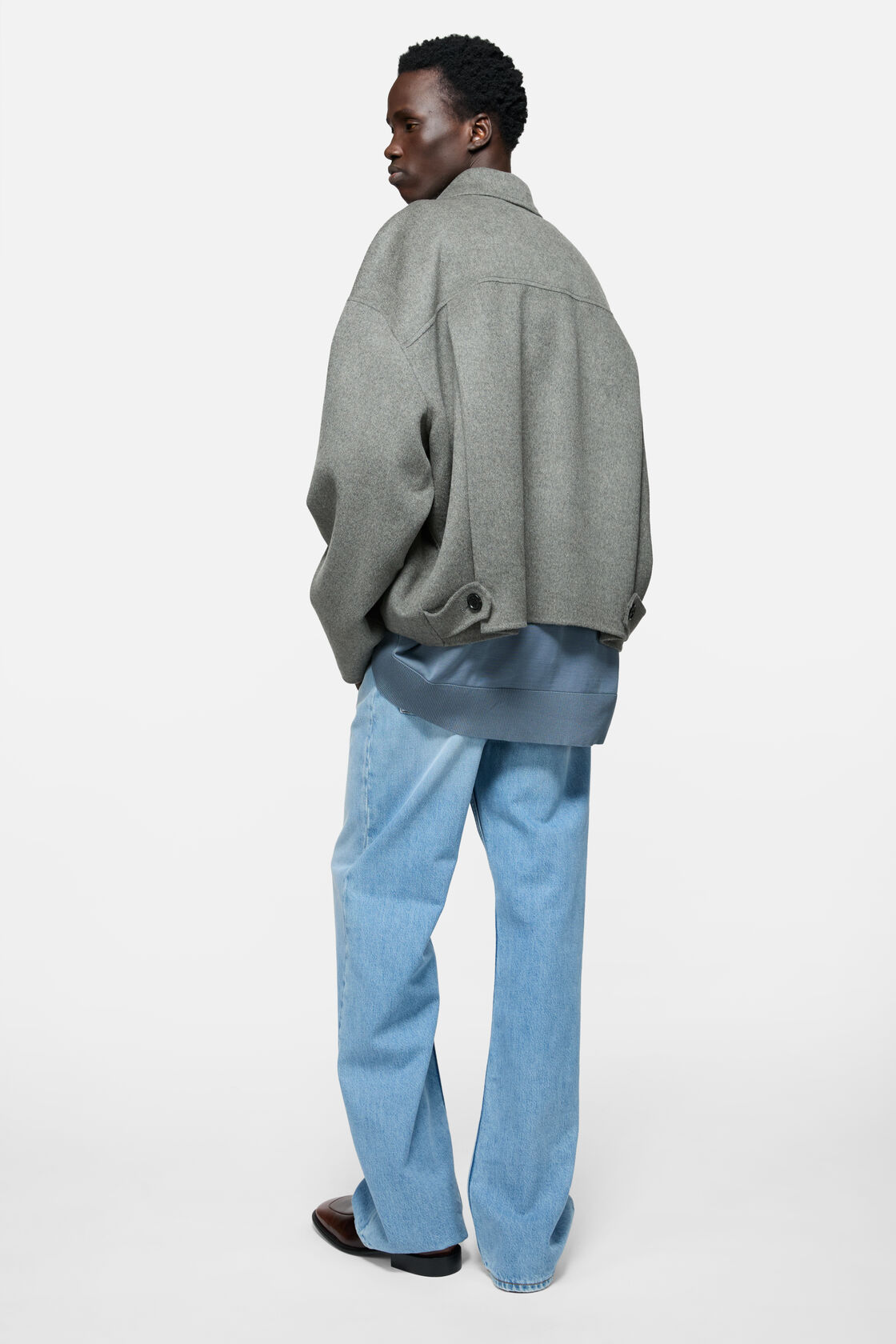 ACNE STUDIOS Boxy Fit Wool Jacket in Vintage Grey Melange