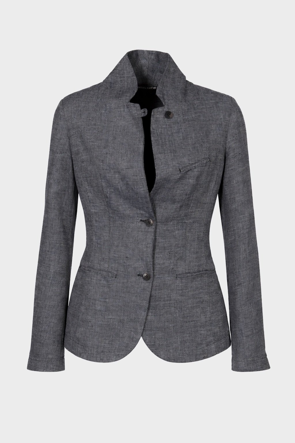 HANNES ROETHER Linen Blazer in Dark Grey Melange