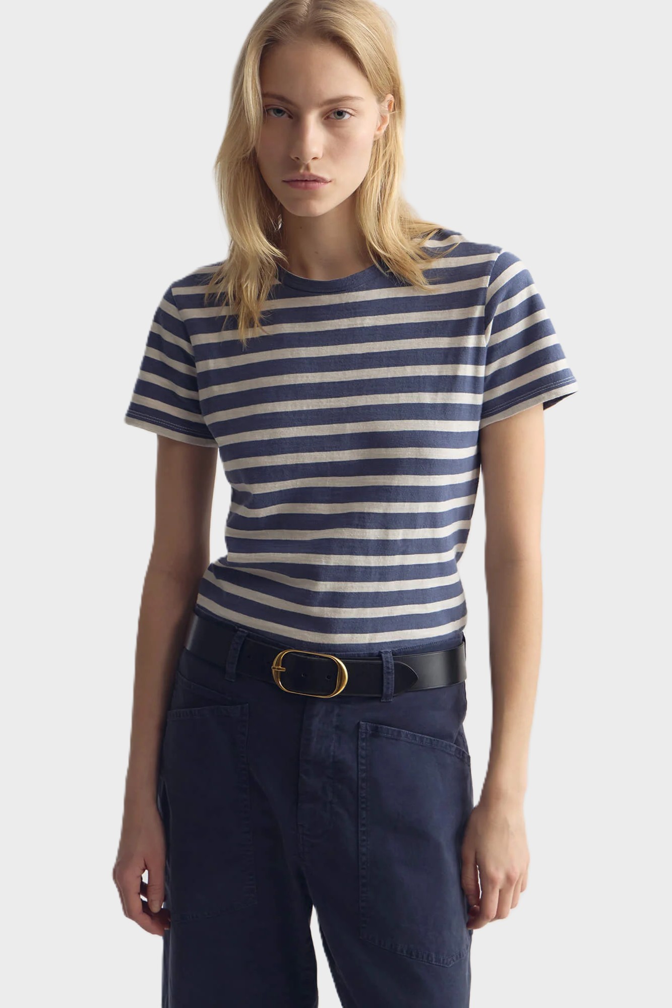 NILI LOTAN Striped Lana T-Shirt in French Blue