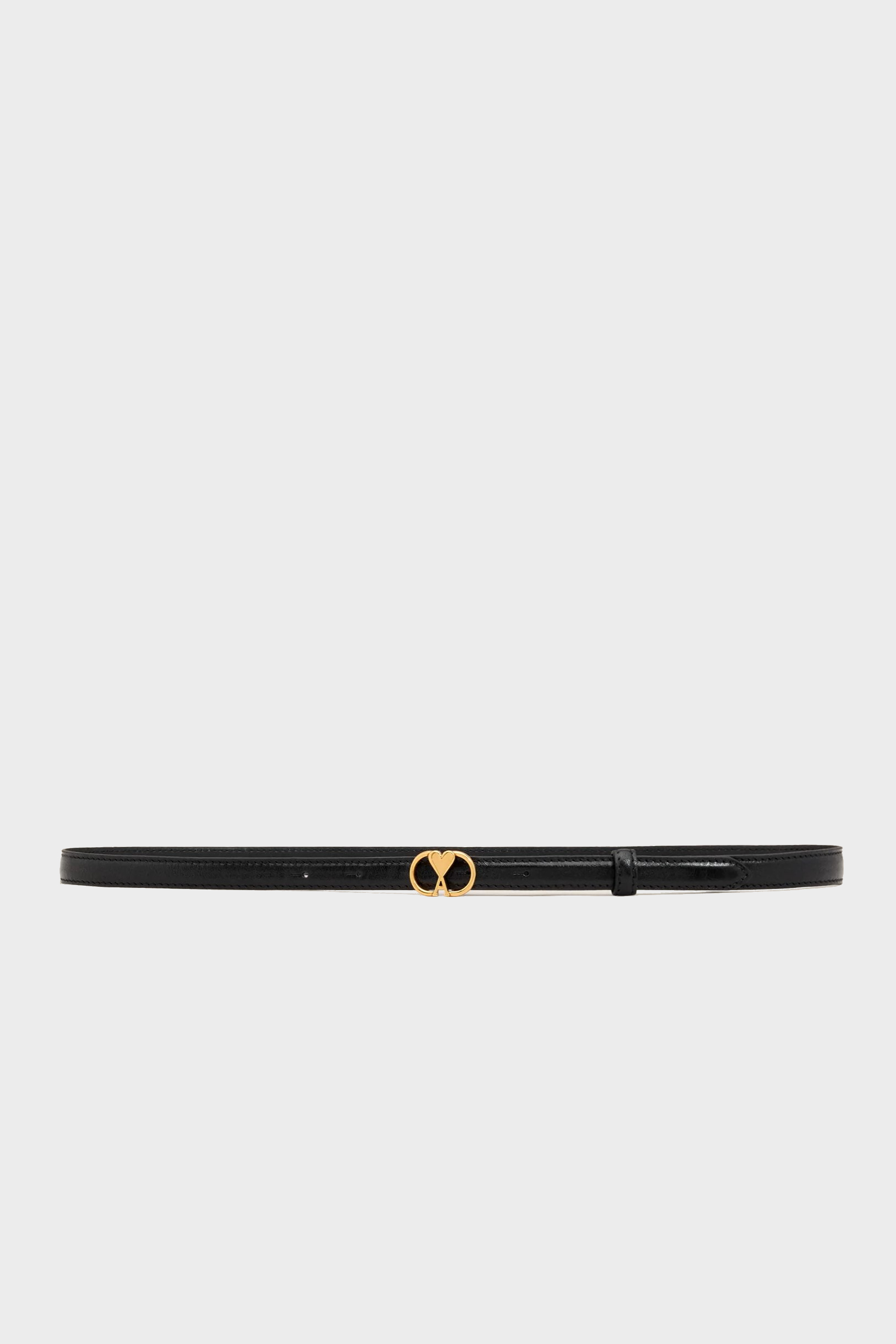 AMI PARIS Thin Oval Buckle Belt in Black/Gold AMI PARIS Thin Oval Buckle Belt in Black/Gold