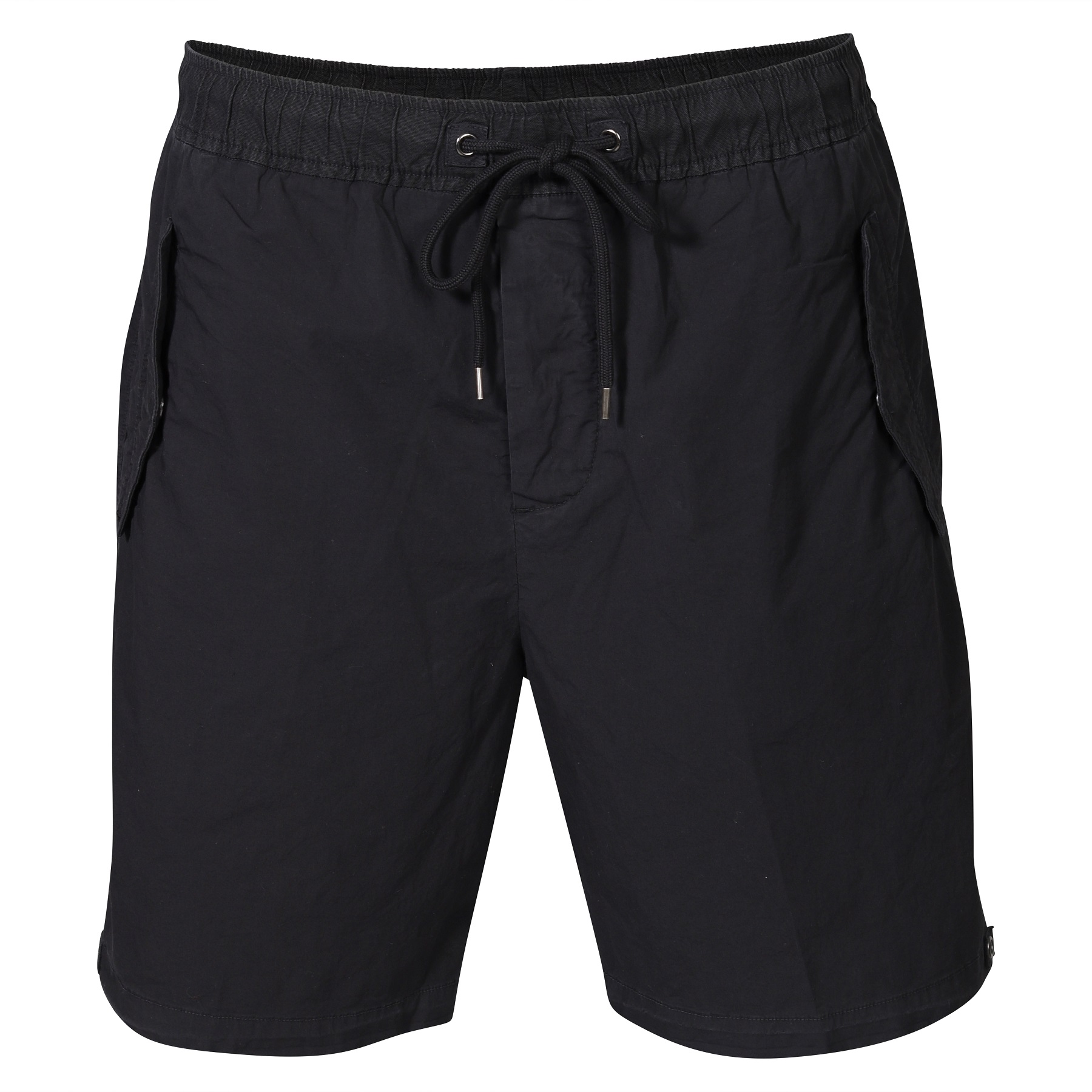JAMES PERSE Relaxed Stretch Poplin Shorts in Black