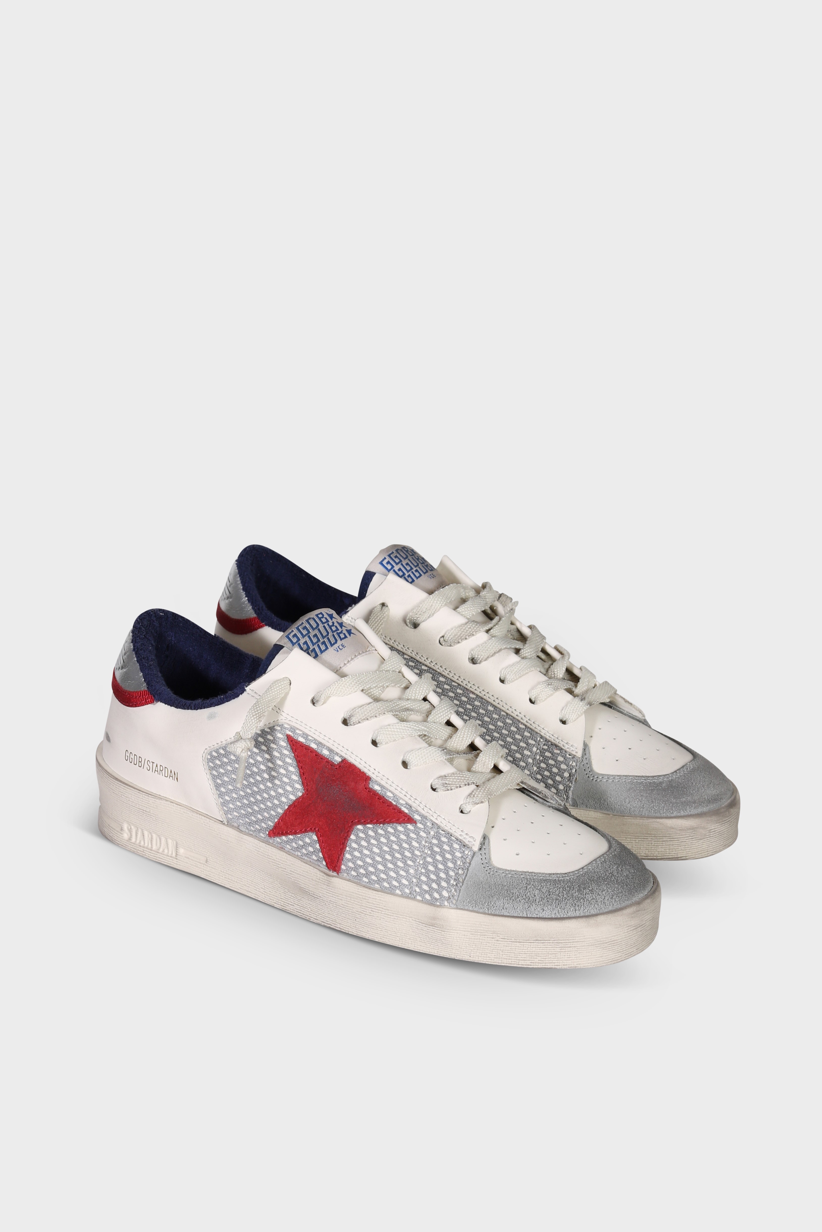 GOLDEN GOOSE Sneaker Stardan in White/Grey/Red/Silver