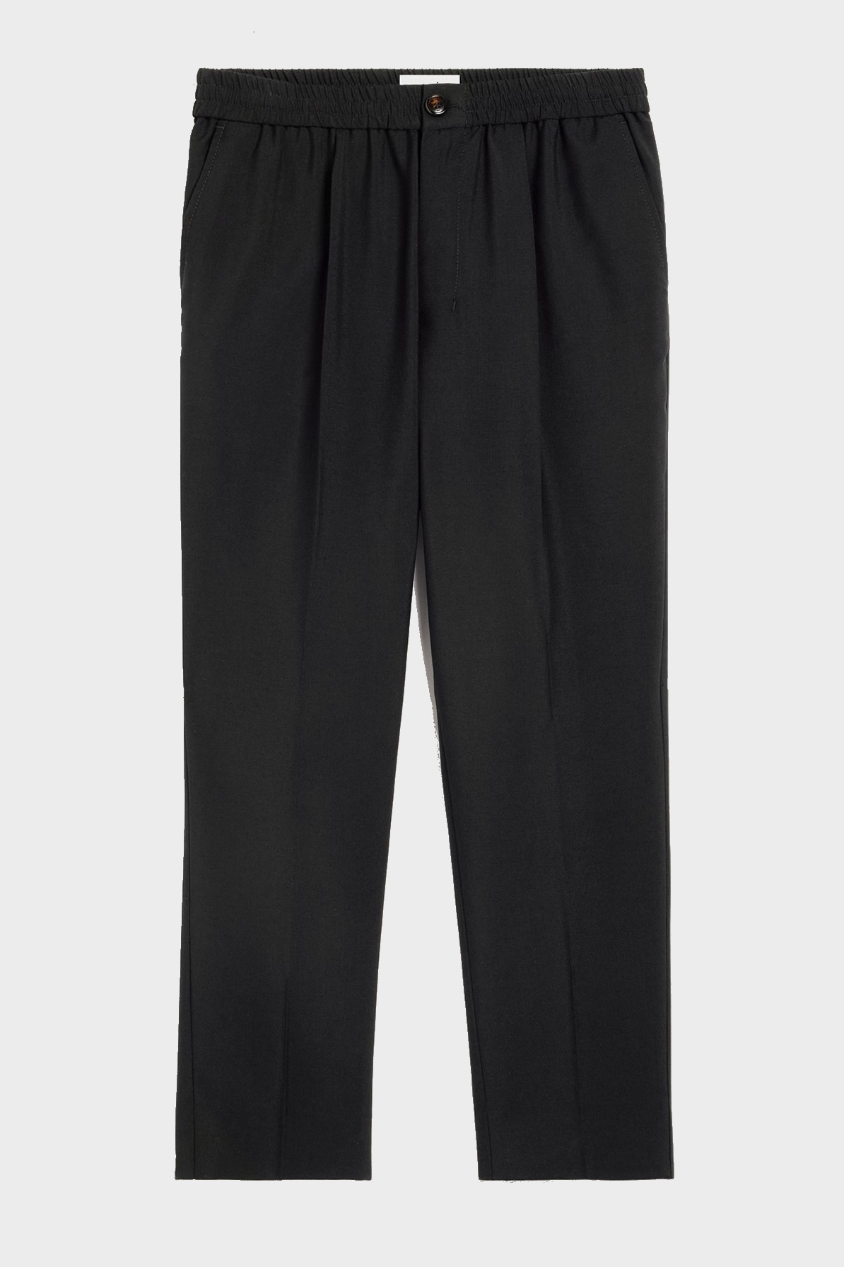 AMI PARIS Elasticated Waist Cropped Wool Trouser in Black XL
