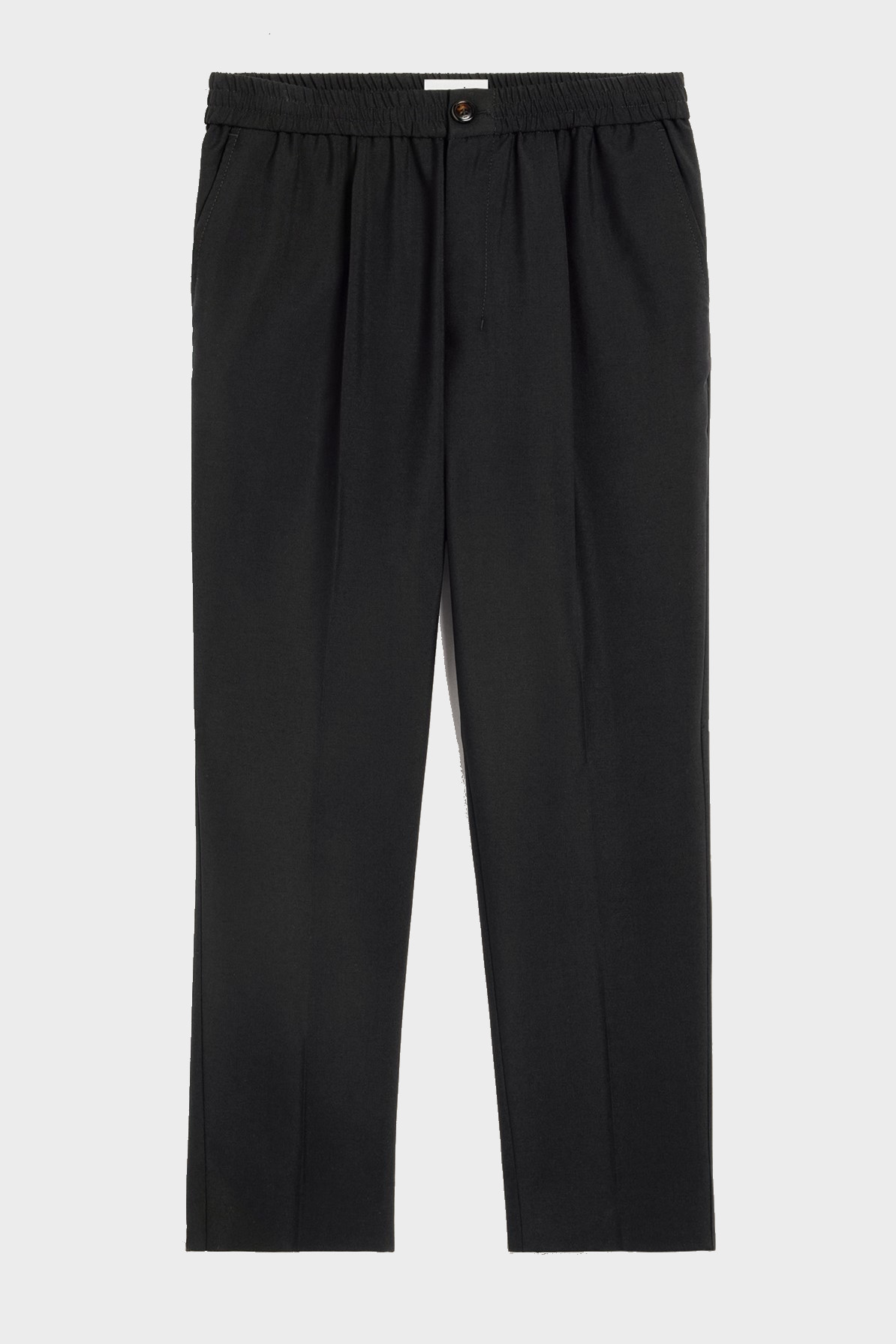 AMI PARIS Elasticated Waist Cropped Wool Trouser in Black M