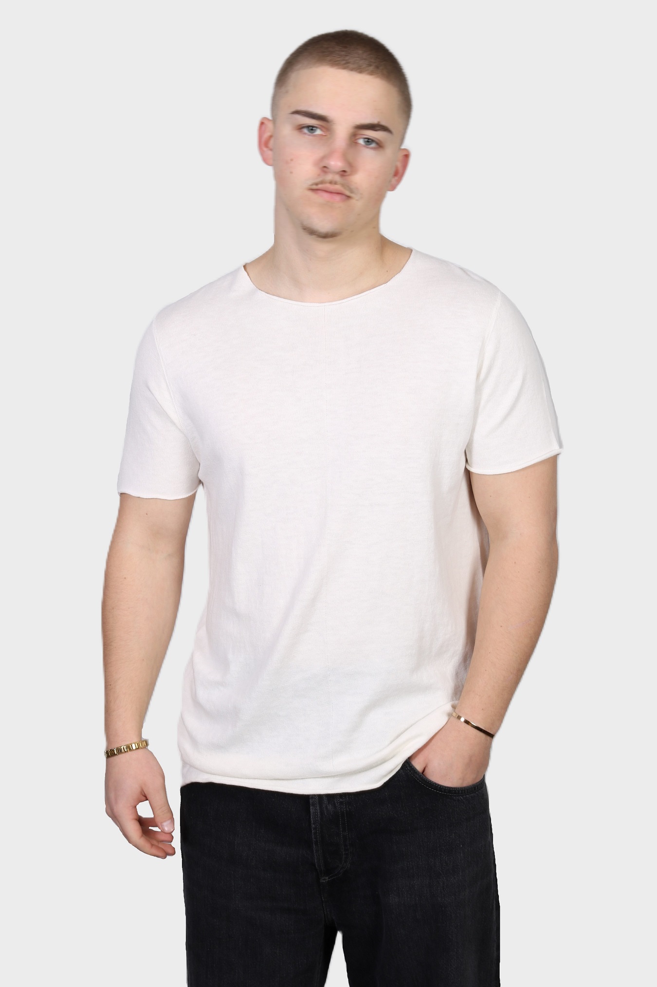 HANNES ROETHER Knit T-Shirt in Milk HANNES ROETHER Knit T-Shirt in Milk