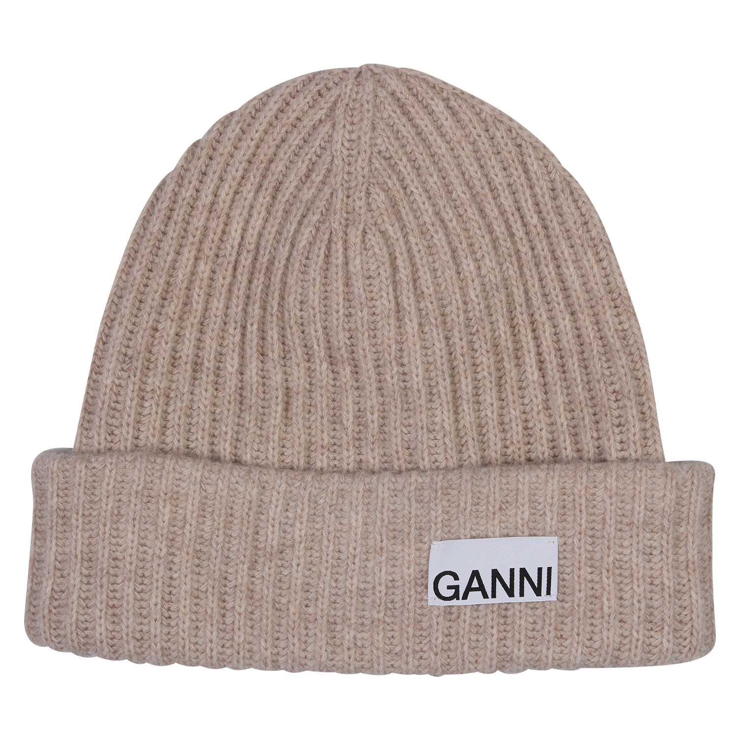 Ganni Recycled Wool Knit Beanie in Brazilien Sand