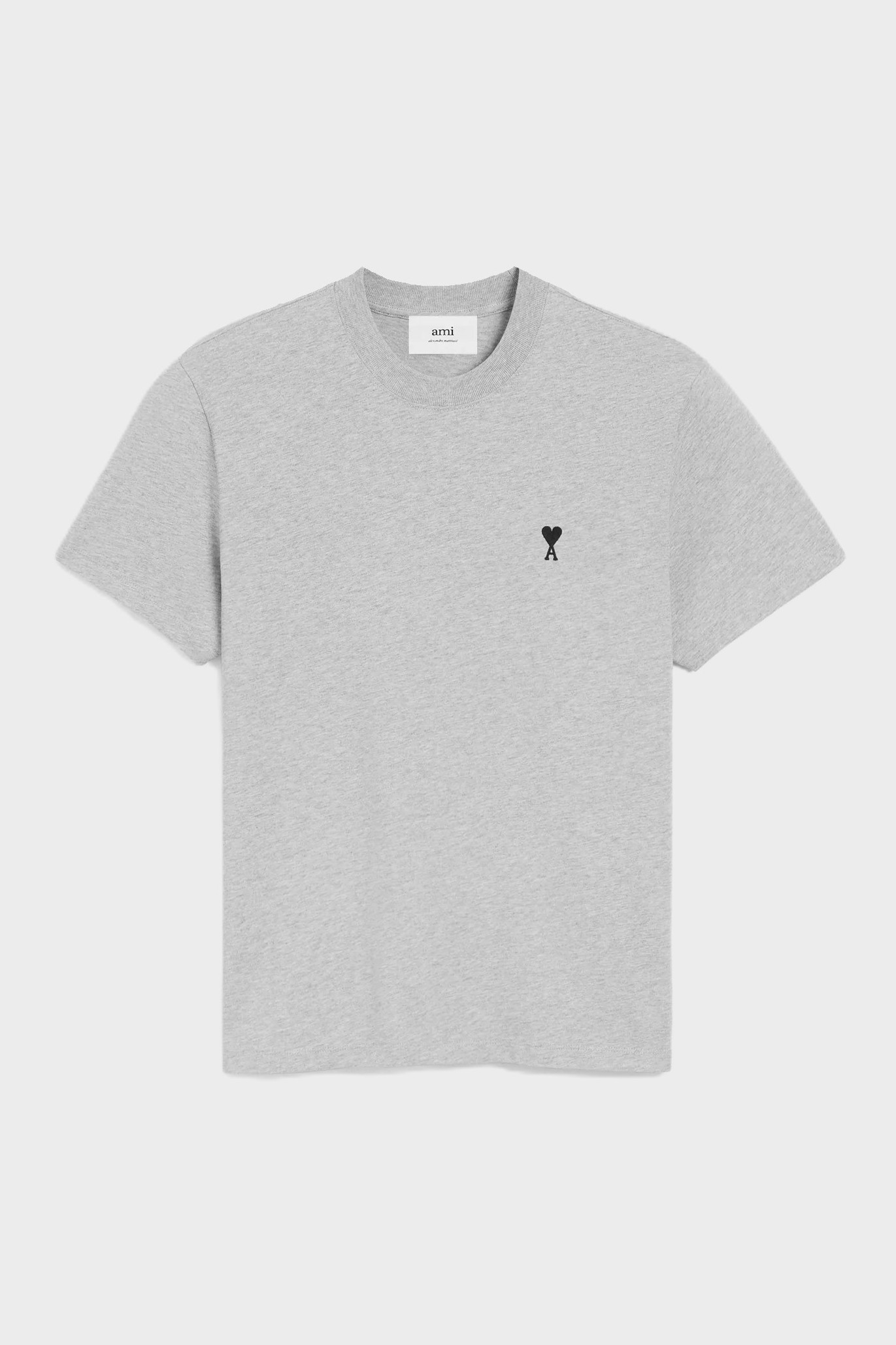 AMI PARIS de Coeur Logo T-Shirt in Heather Ash Grey/Black