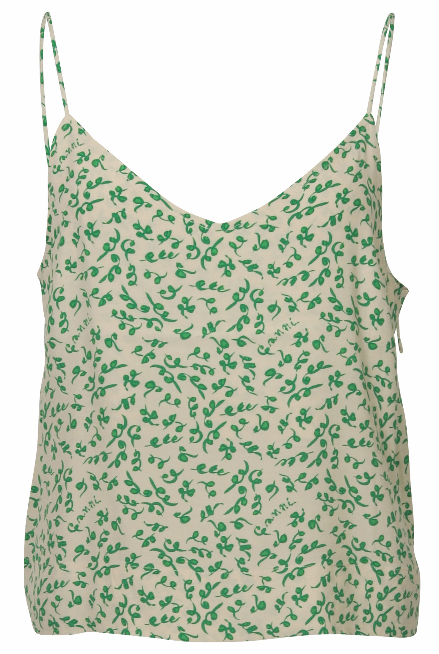 Ganni Top Ecru/Green Printed