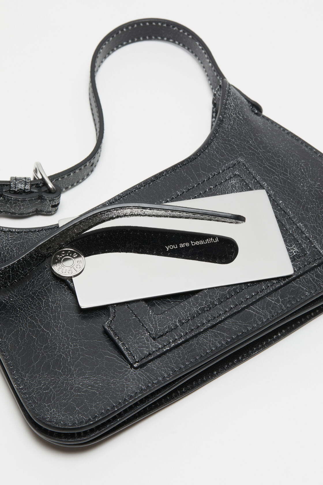 ACNE STUDIOS Flat Micro Shoulder Bag in Black