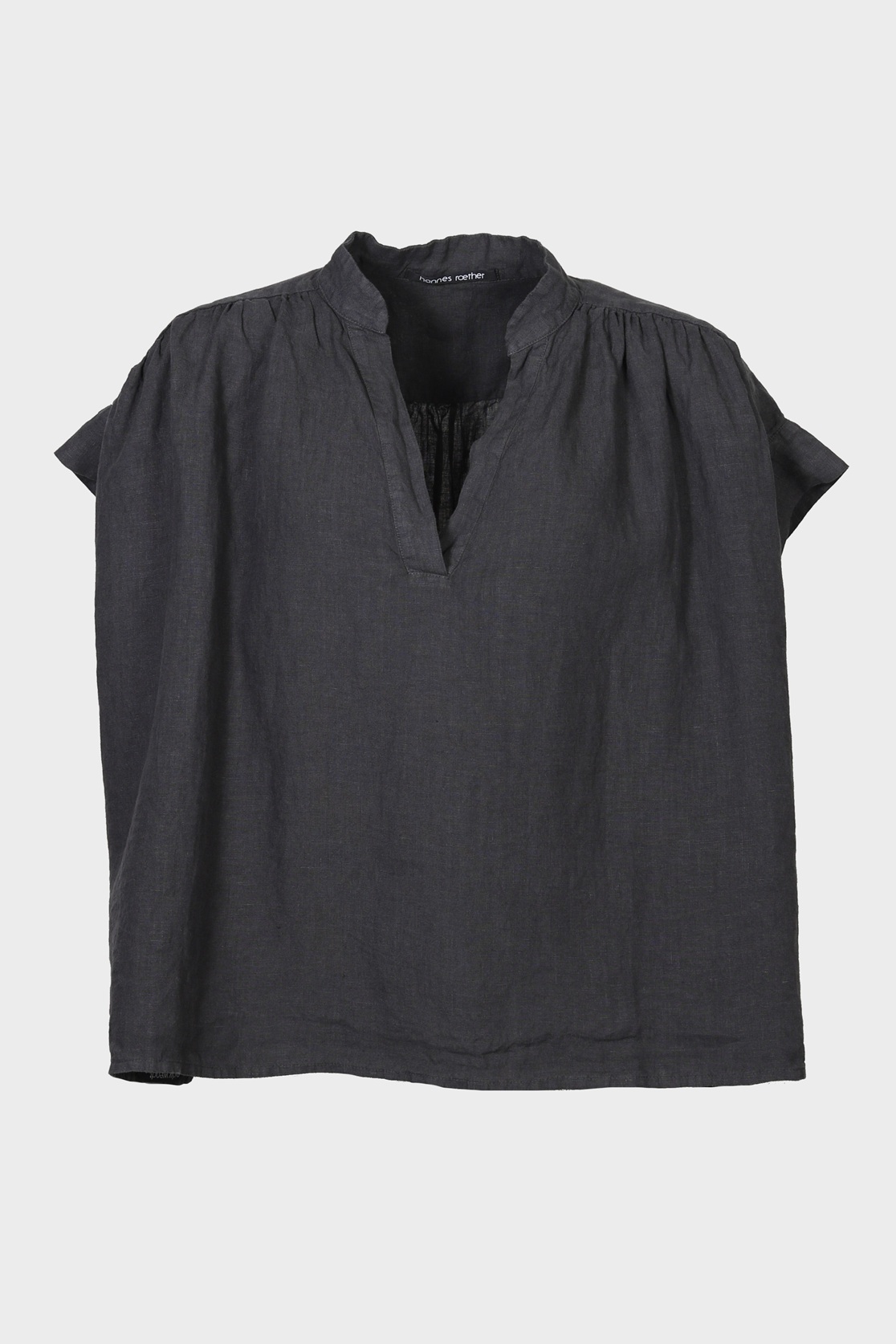 HANNES ROETHER Linen Blouse in Dark Grey