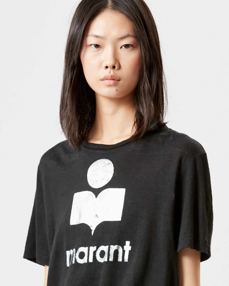 ISABEL MARANT ÉTOILE Zewel Logo T-Shirt in Black/Silver XS