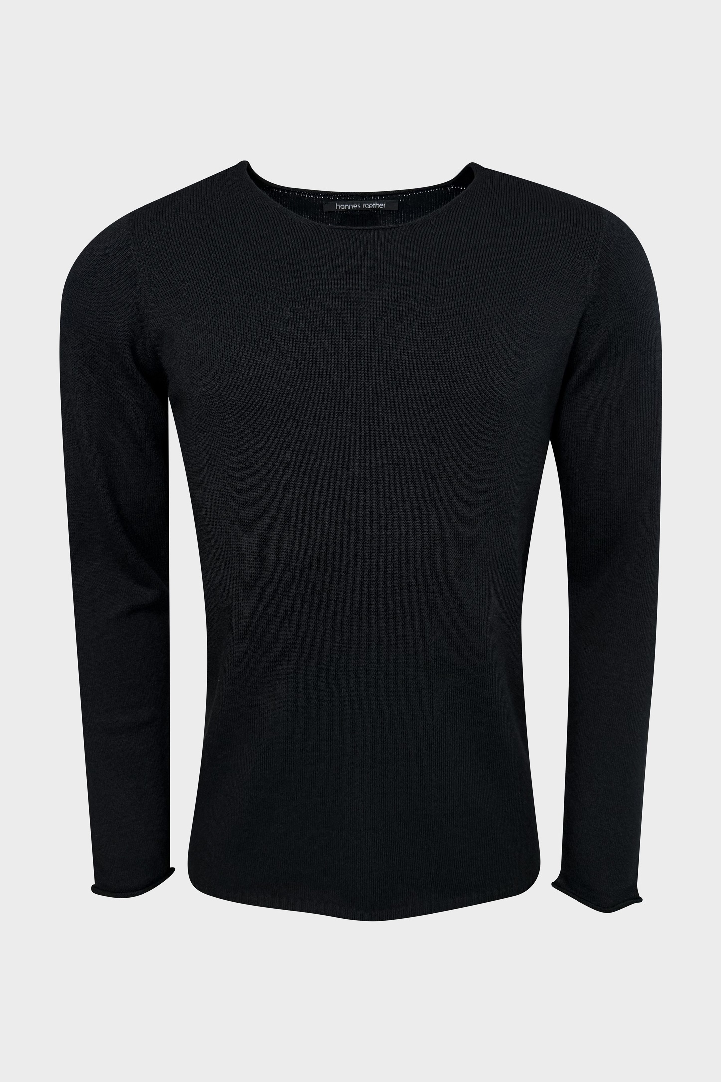 HANNES ROETHER Viscose Knit Pullover in Black HANNES ROETHER Viscose Knit Pullover in Black