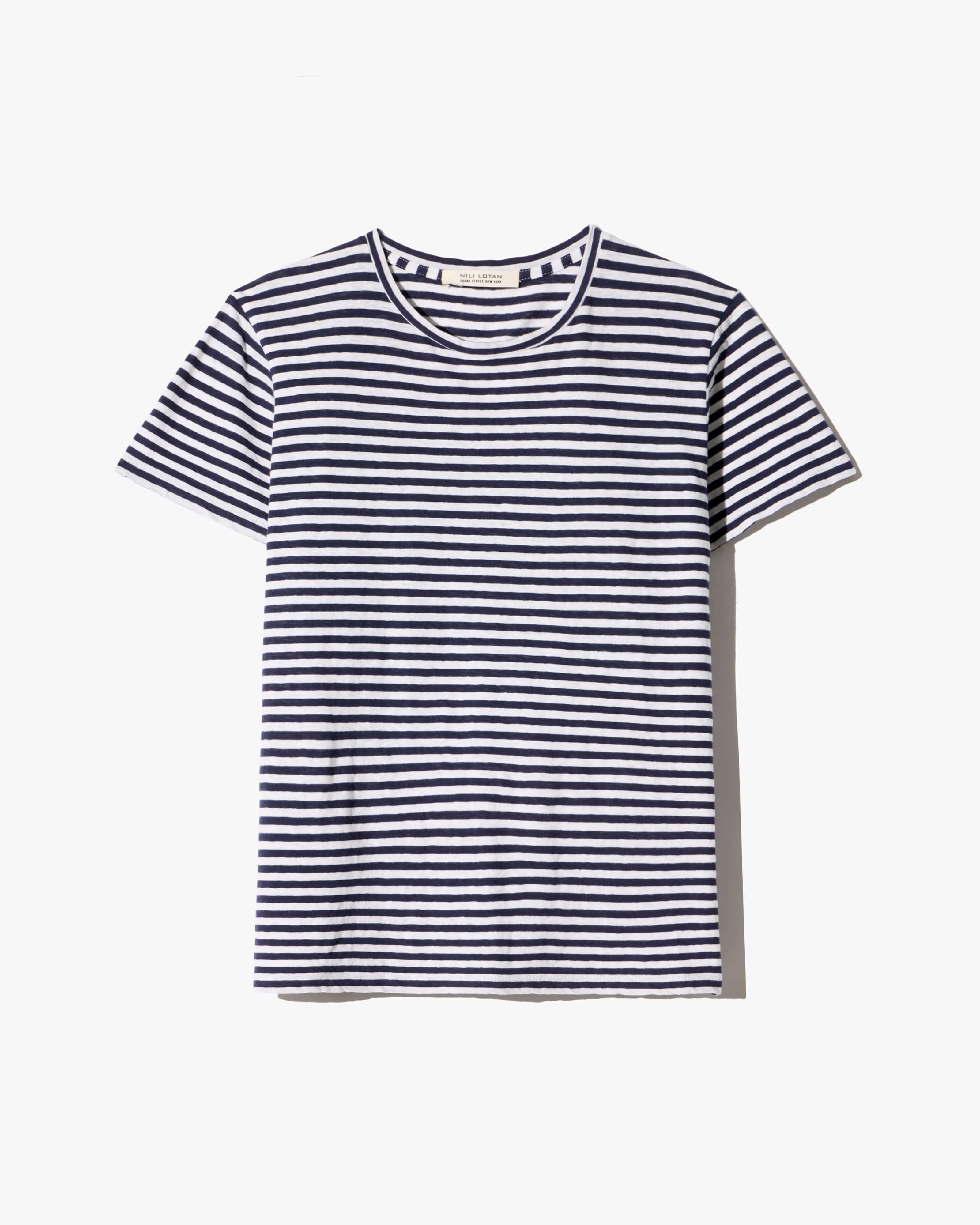 NILI LOTAN Lana T-Shirt in White/Dark Navy