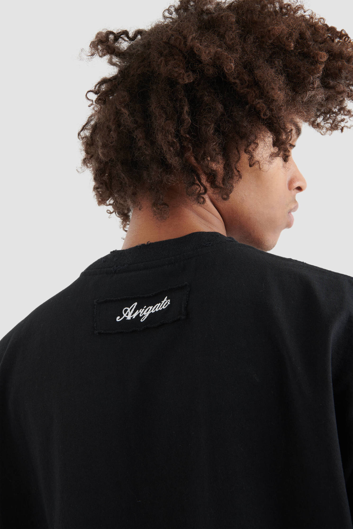 AXEL ARIGATO Series Distressed T-Shirt Backprinted in Black XL