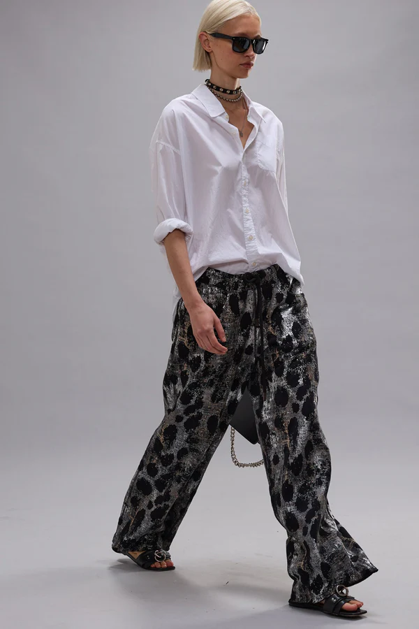 R13 Relaxed Sweatpant in Silver Leopard on Black
