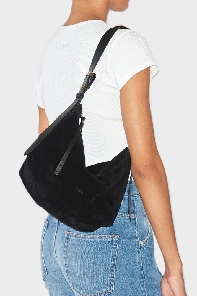 ISABEL MARANT Leyden Shoulder Bag in Black Velvet