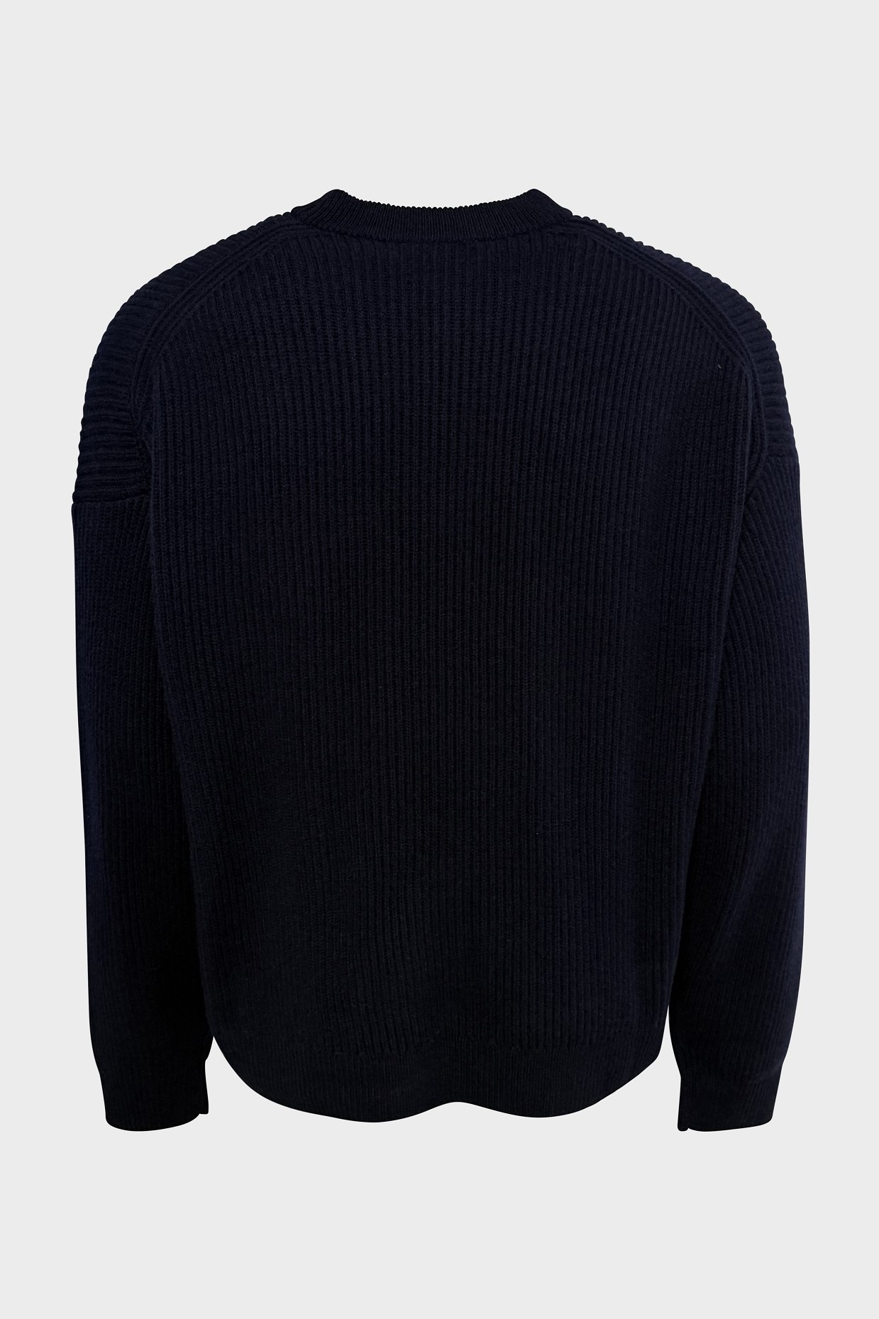 YACAIA Ribbed Wool/Cashmere Sweater in Navy