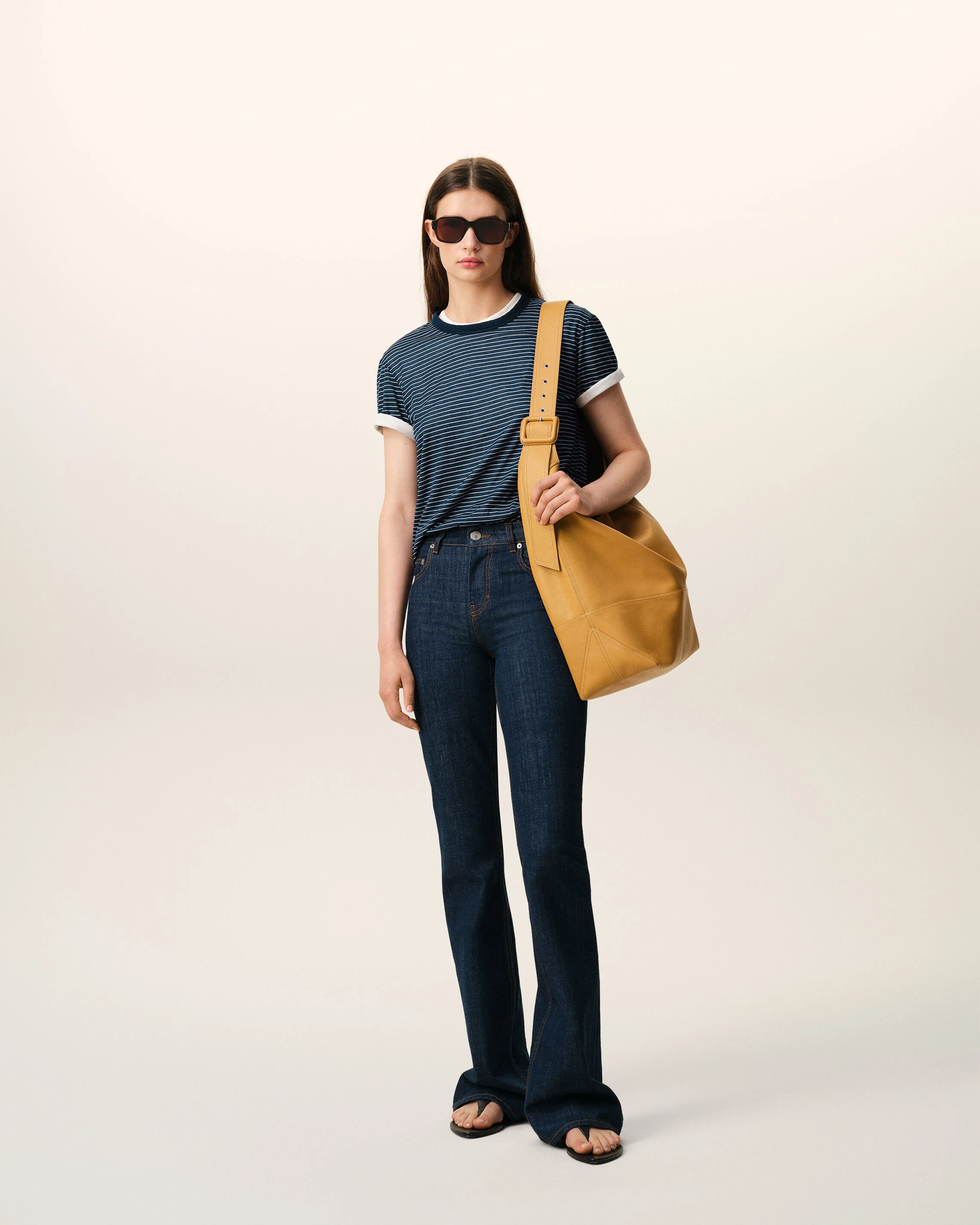 AMI PARIS de Coeur Mercerized Stripe T-Shirt in Ink/White