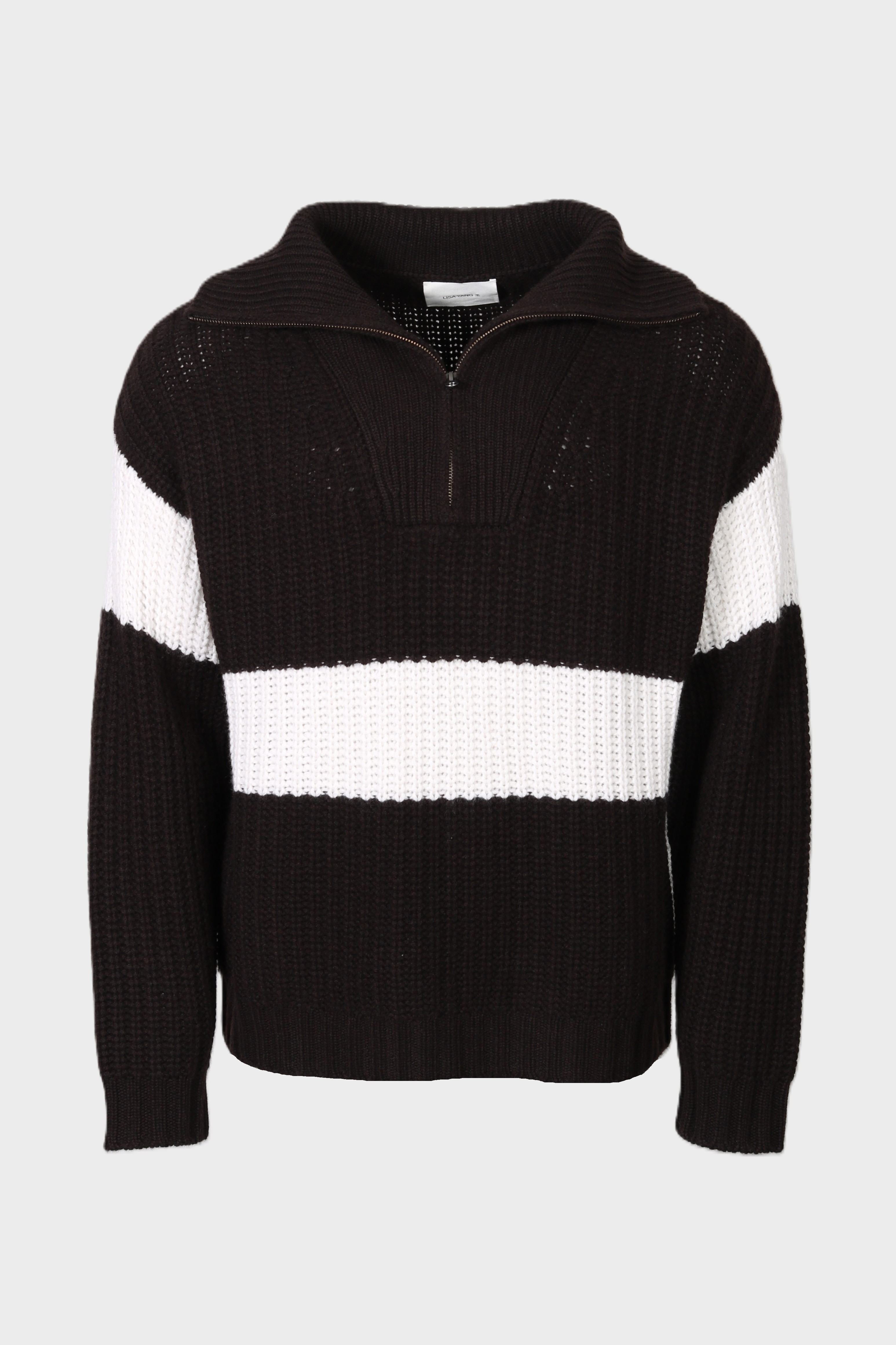 LISA YANG Rafferty Zip Sweater in Dark Oak